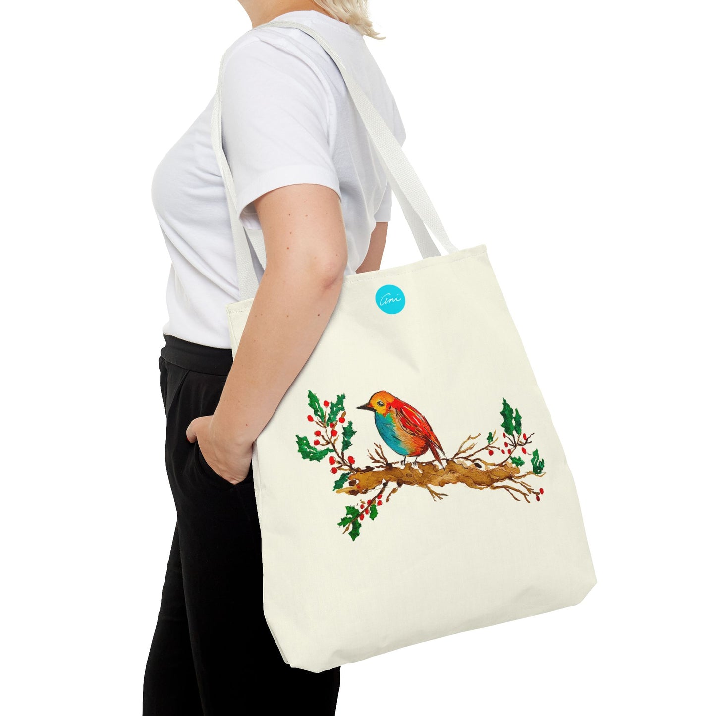 Bright Bird on a Branch Ivory Tote Bag