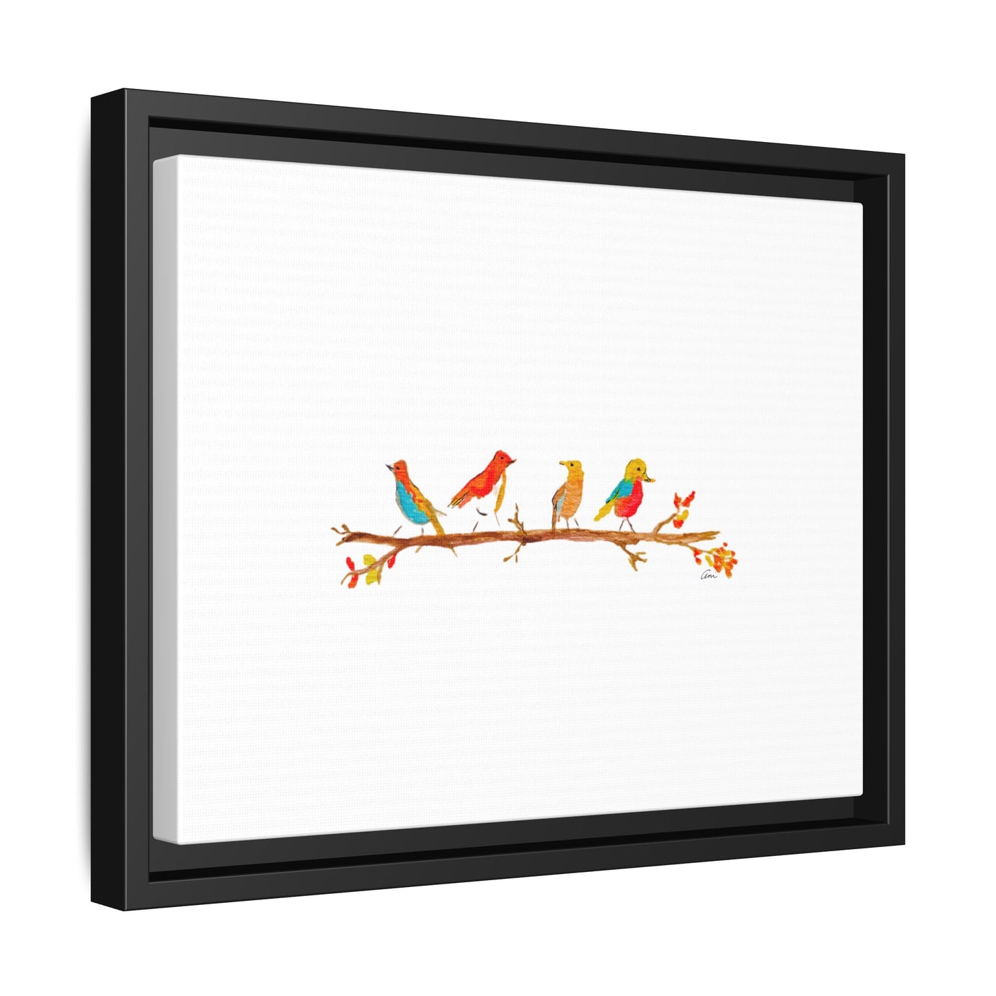 Birds on a Branch Gallery Canvas Print with Frame