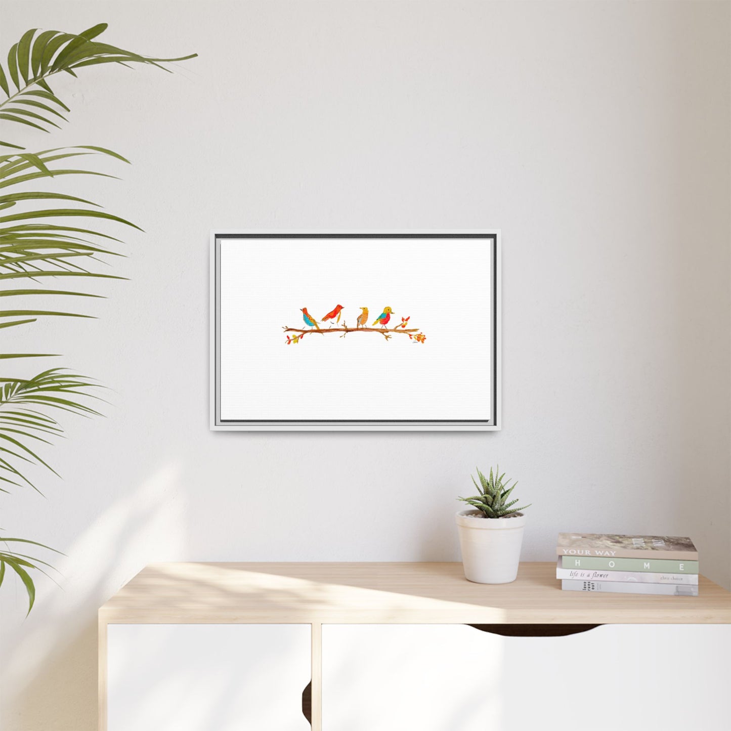 Birds on a Branch Gallery Canvas Print with Frame