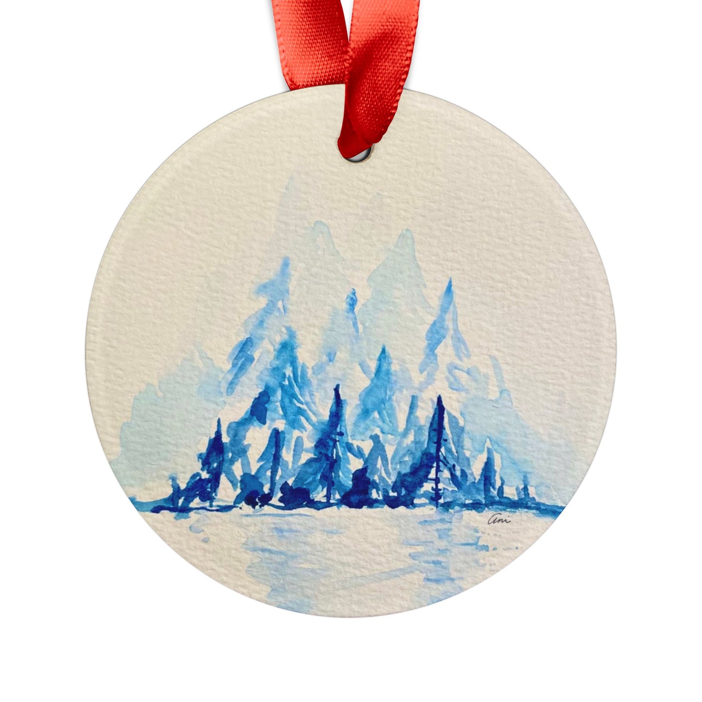 Winter Horizon Acrylic Ornament with Ribbon