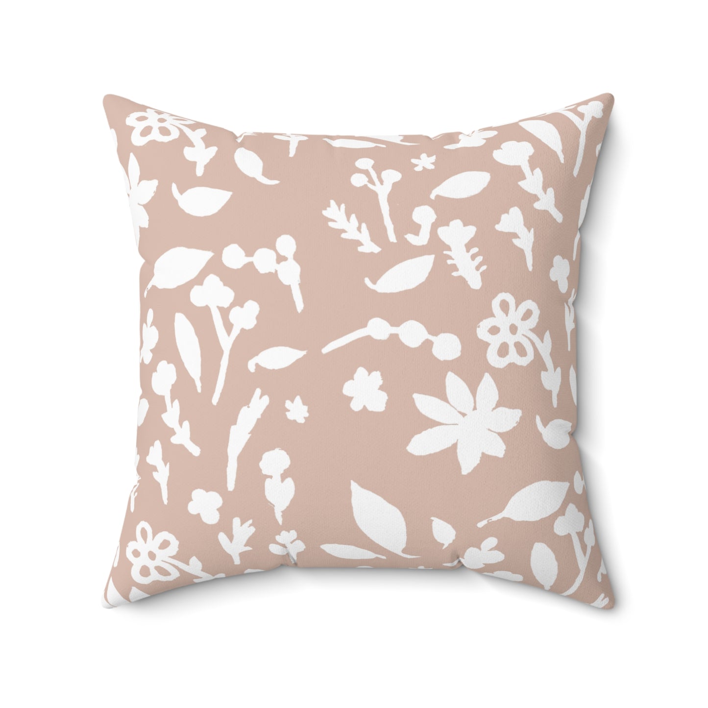 Fall Foliage Faux Suede Beige Square Pillow