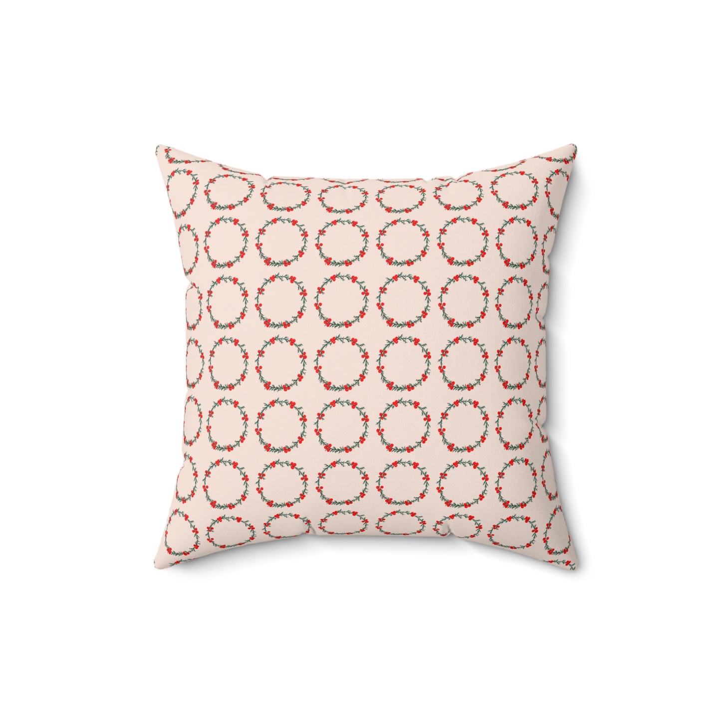 Wreath Faux Suede Cream Square Pillow