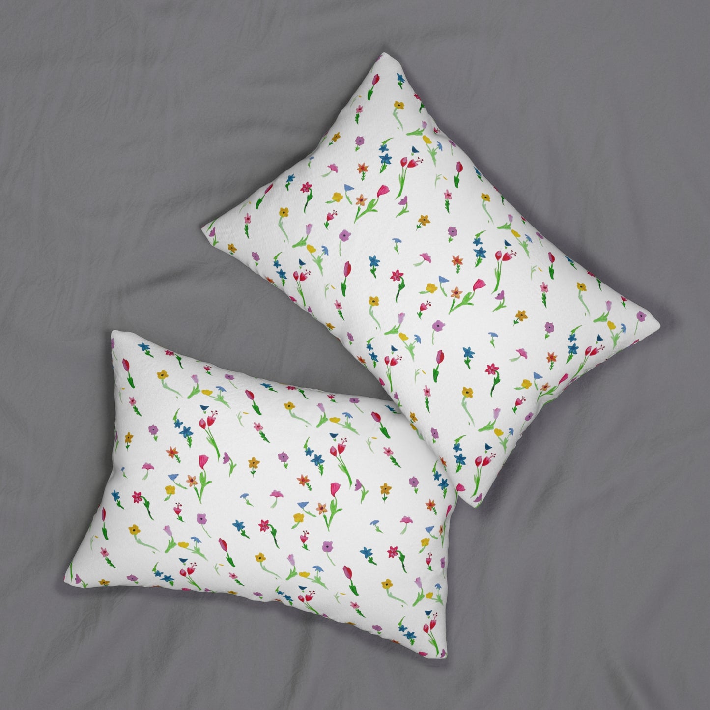 Floating Flowers Spun Polyester Lumbar Pillow