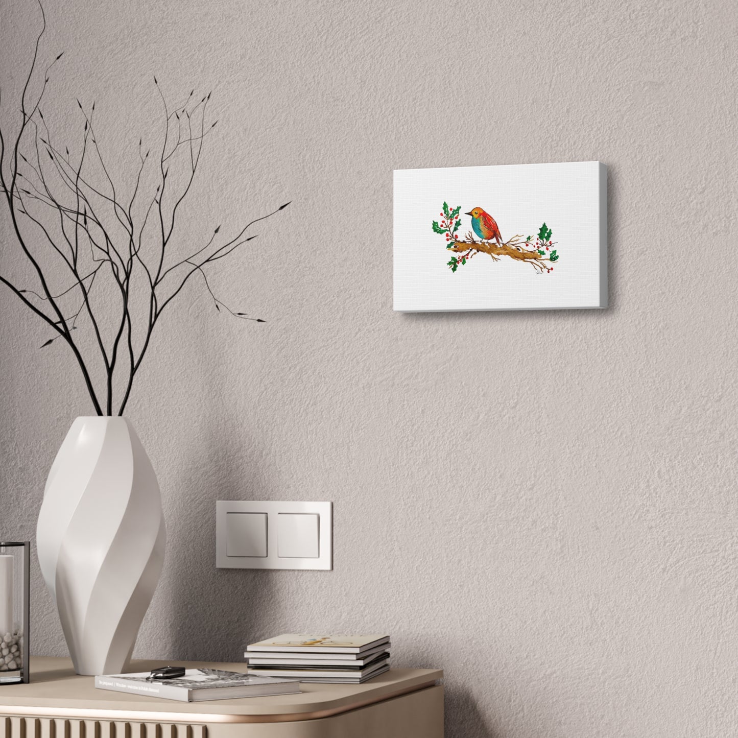Bright Bird on a Branch Canvas Print