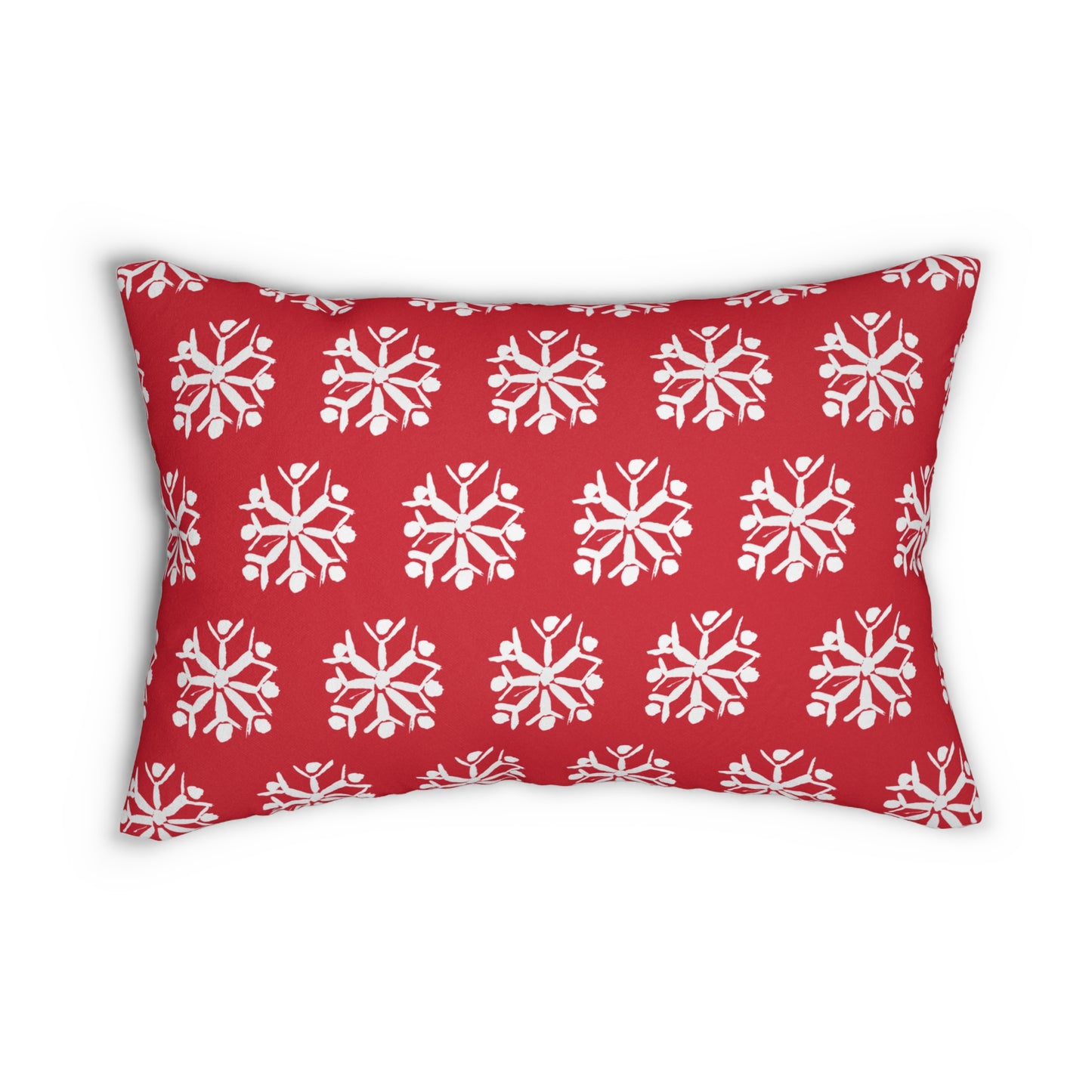 Snowflake Dark Red Lumbar Pillow