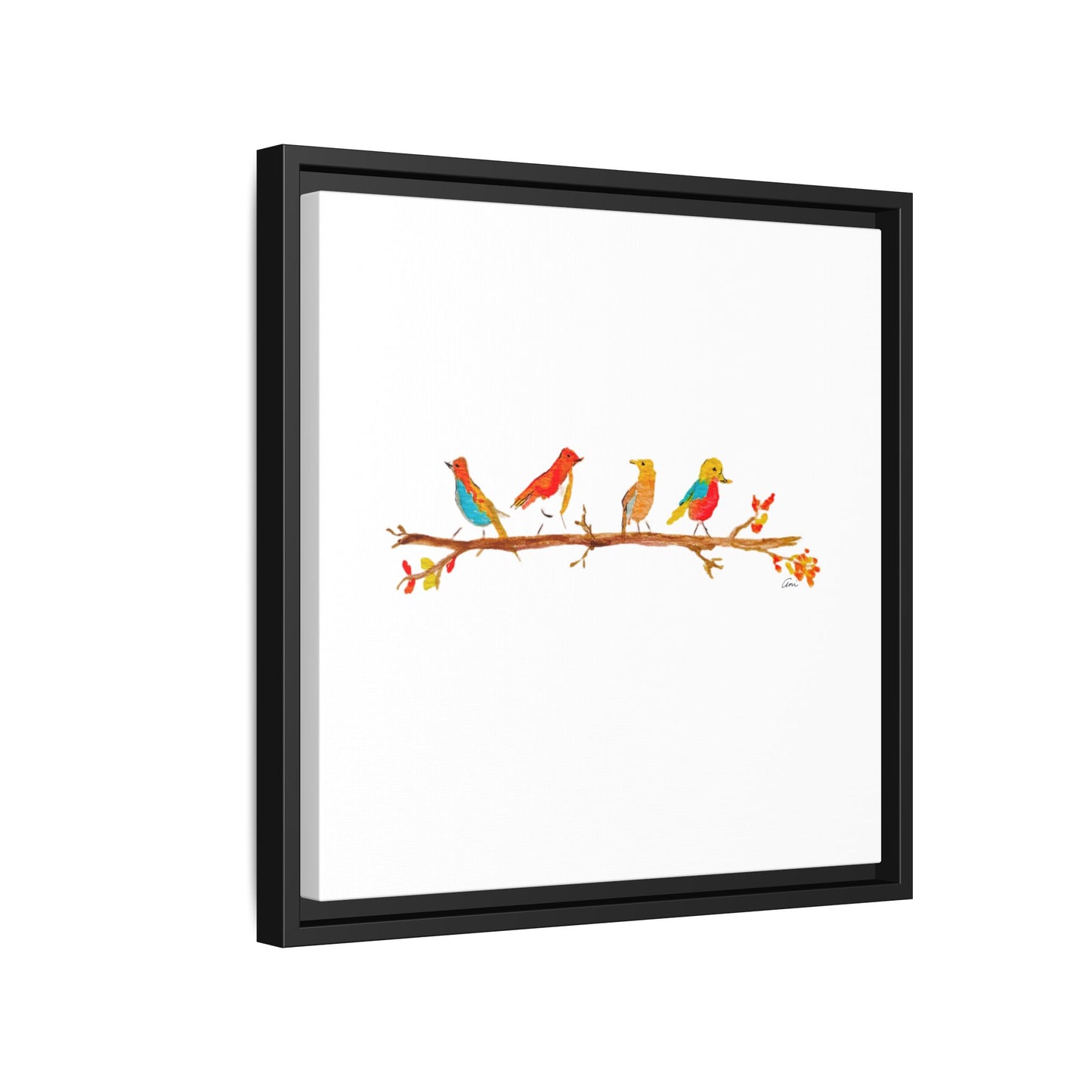 Birds on a Branch Gallery Canvas Print with Frame