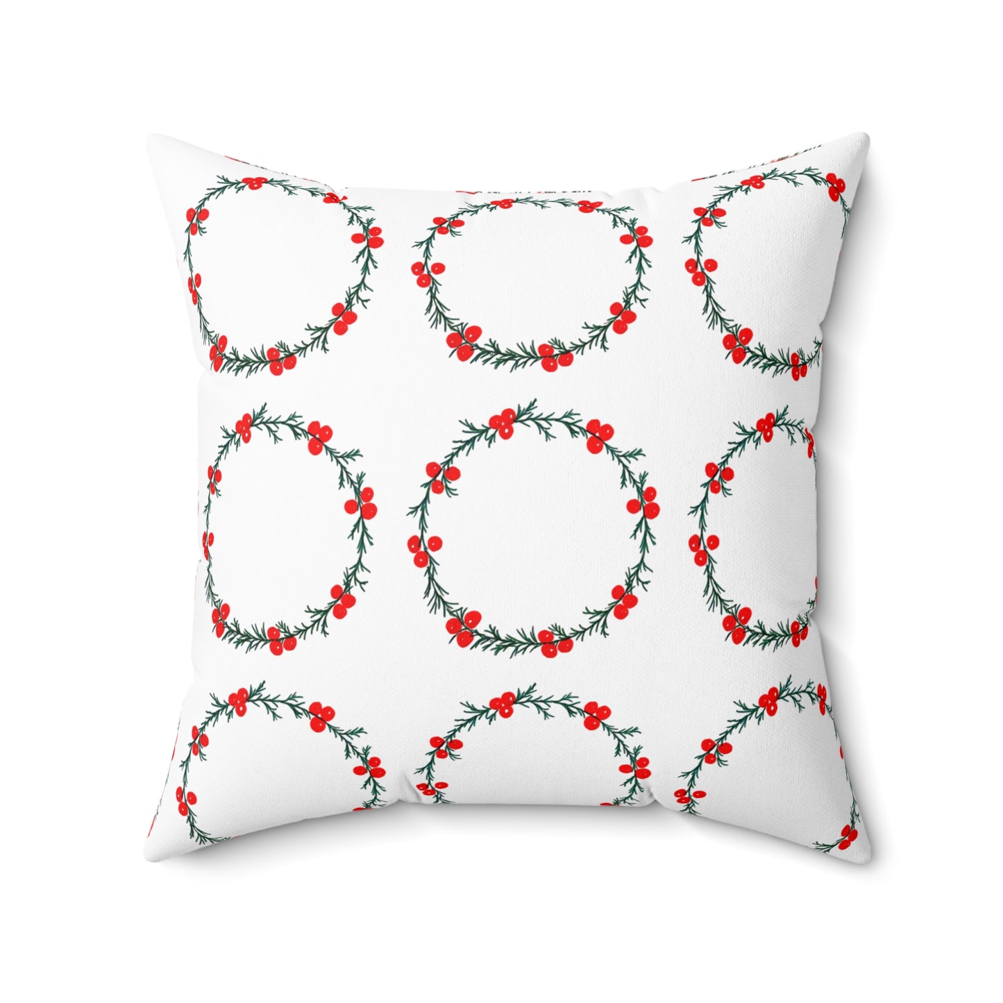 Wreath Faux Suede White Square Pillow