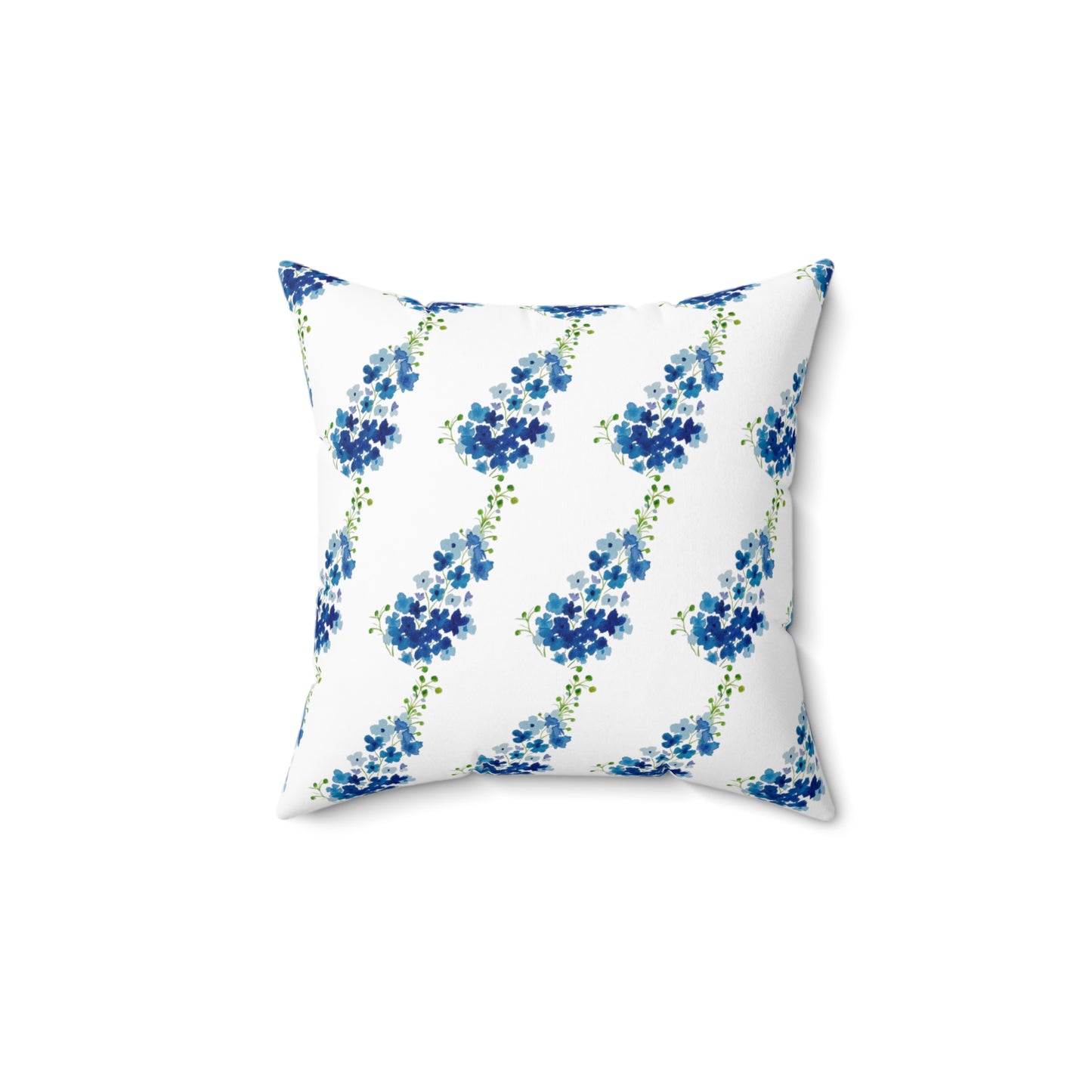 Blue Flowers Faux Suede Square Pillow