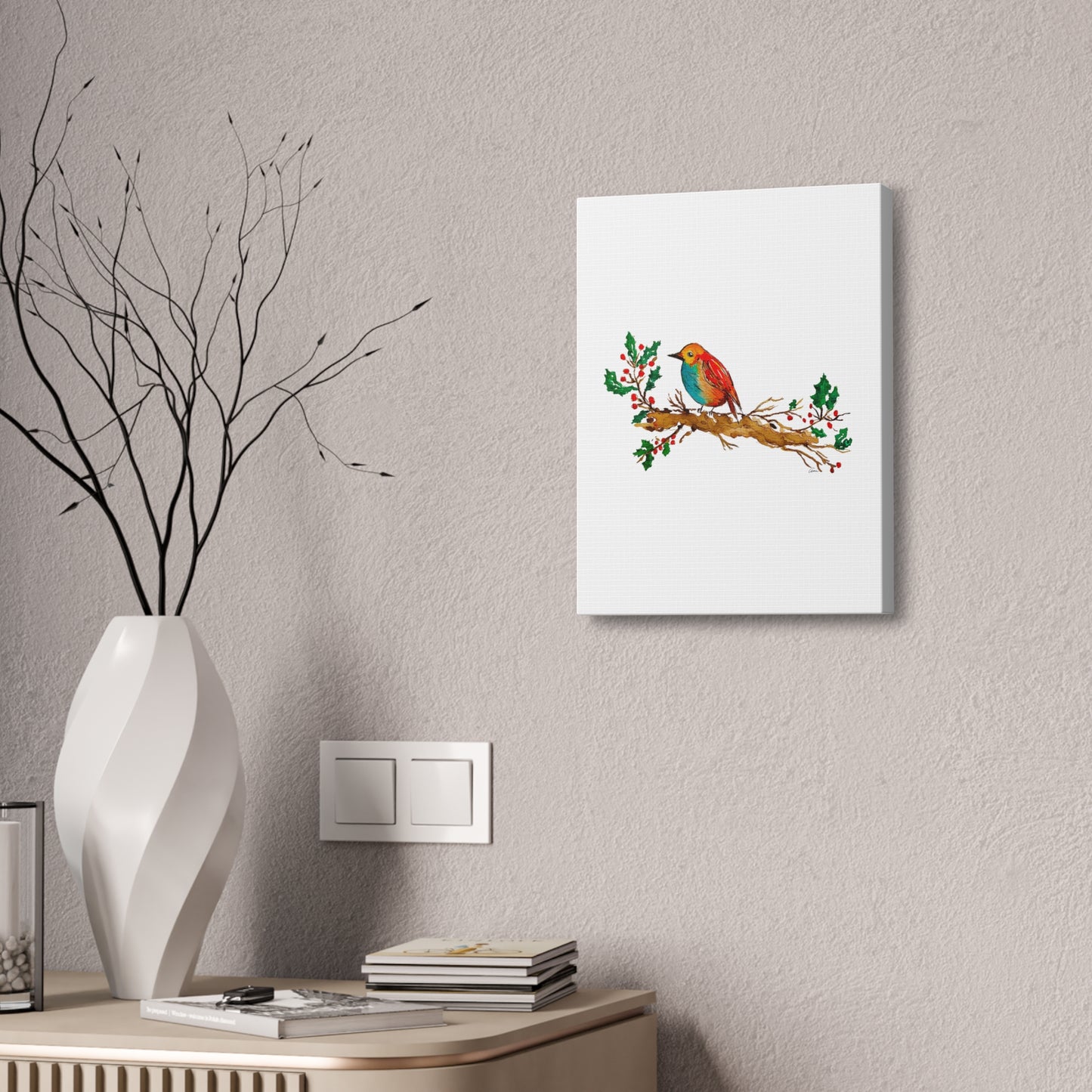 Bright Bird on a Branch Canvas Print