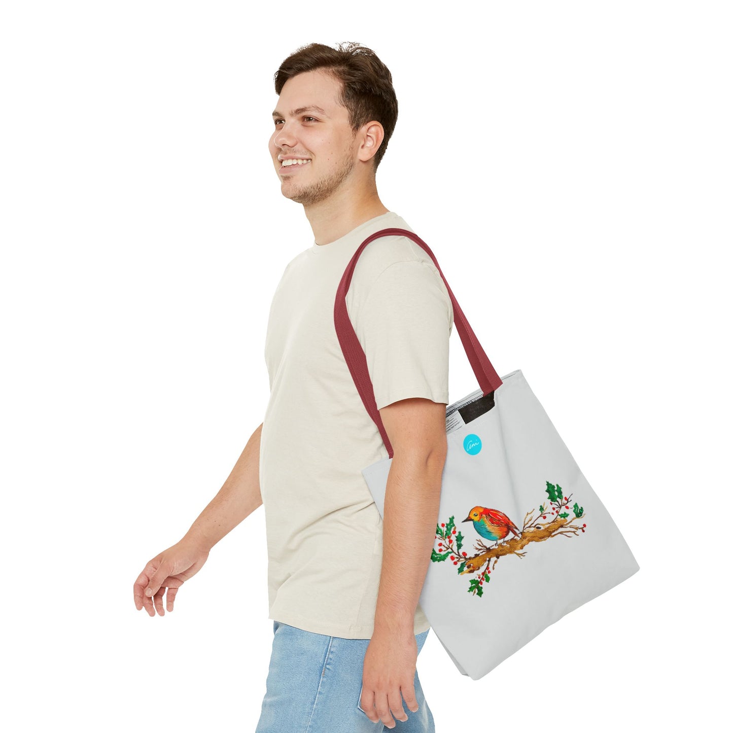 Bright Bird on a Branch Light Grey Tote Bag