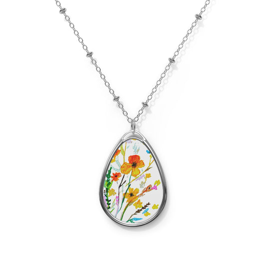 Fall Bouquet Oval Necklace