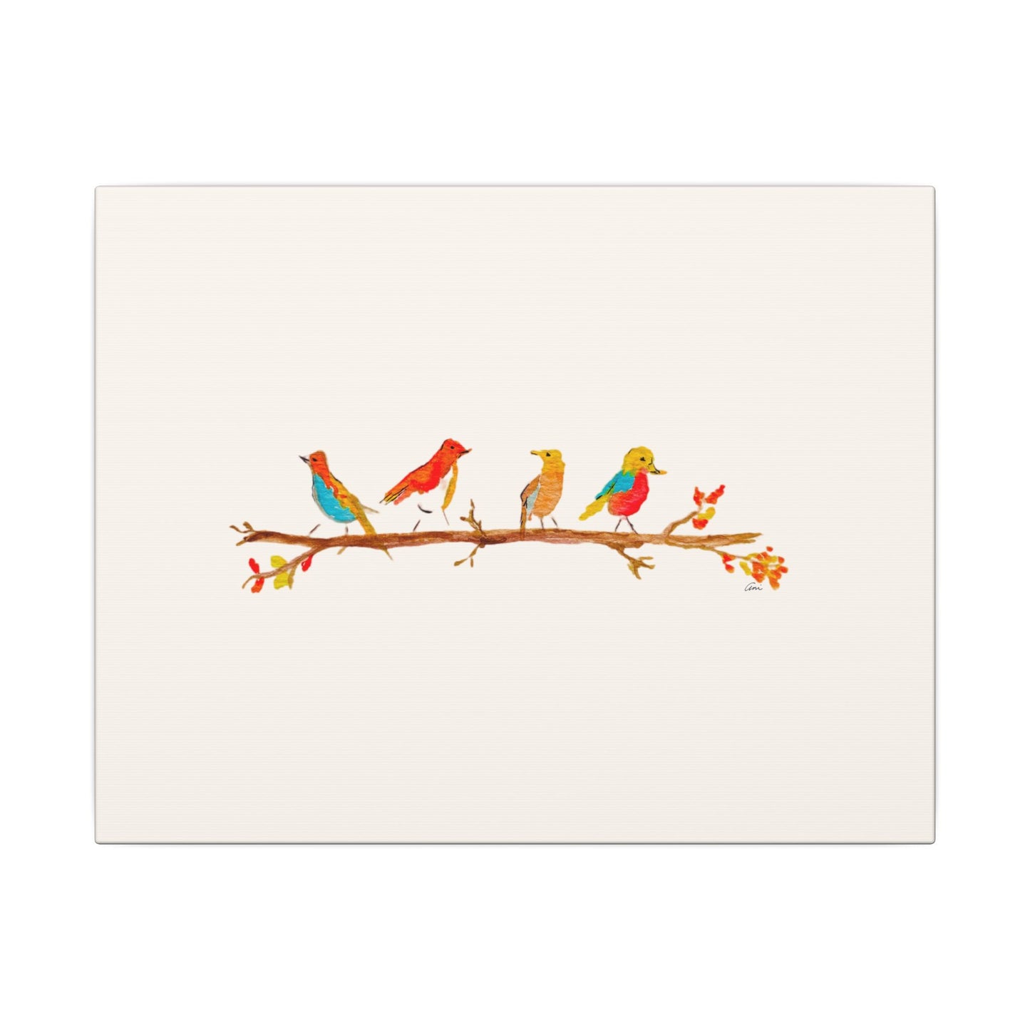 Birds on a Branch Matte Canvas Print
