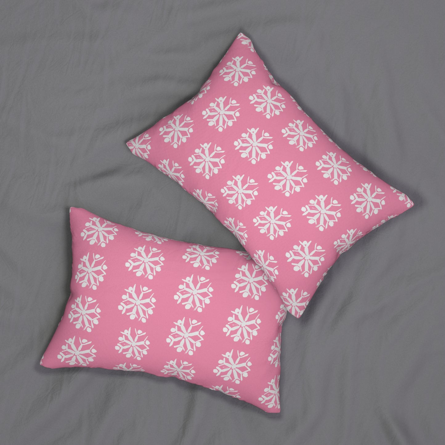 Snowflake Pink Lumbar Pillow