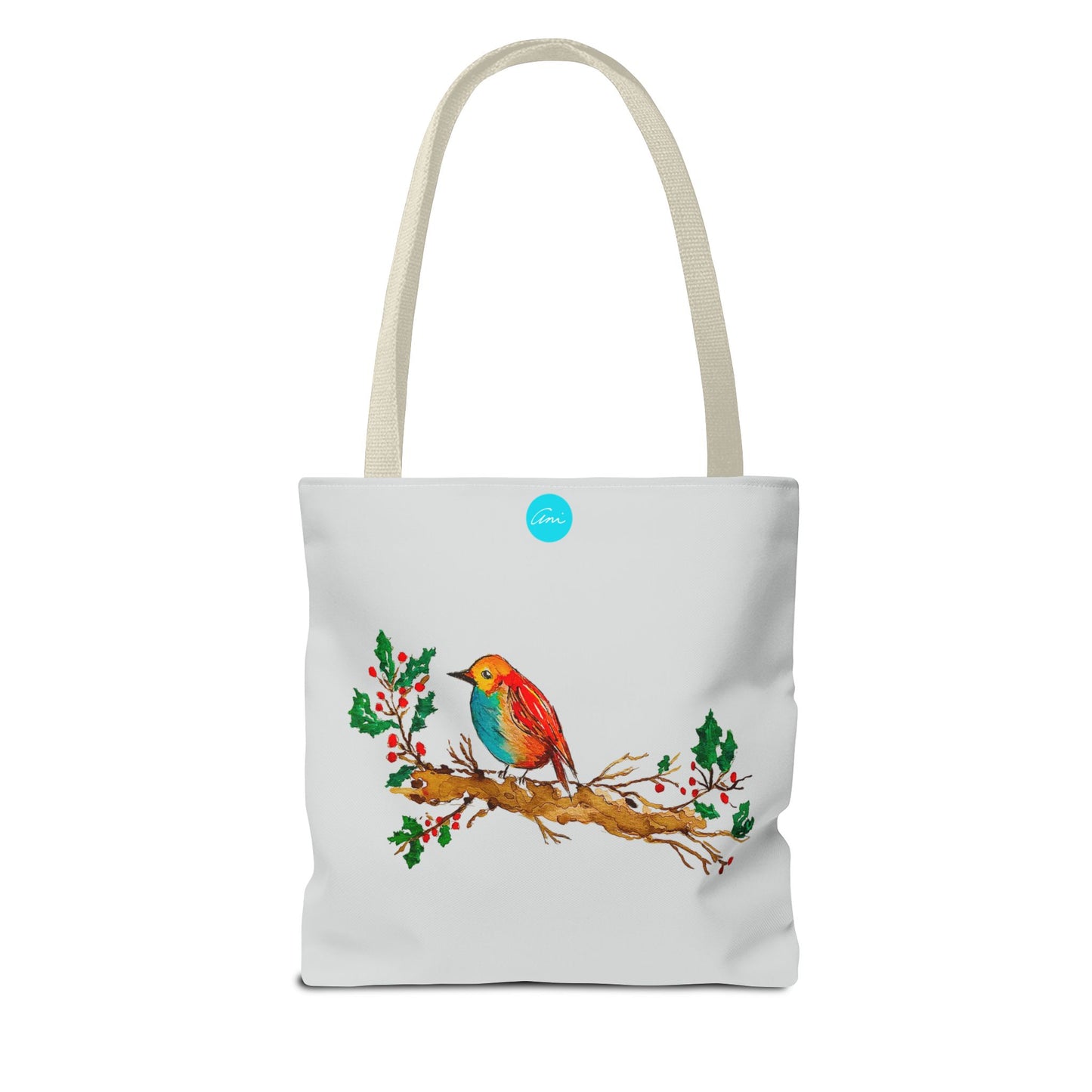 Bright Bird on a Branch Light Grey Tote Bag