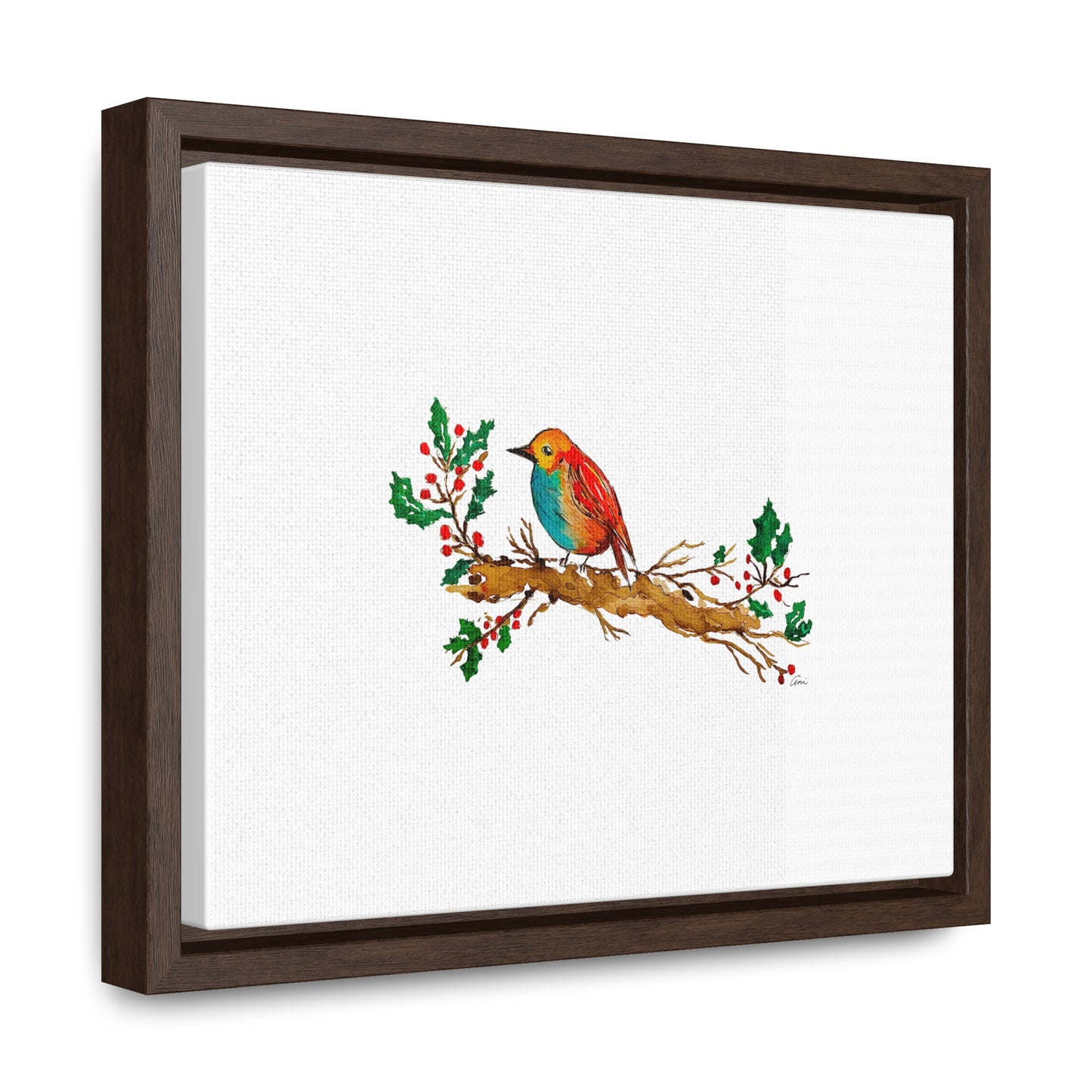 Bright Bird on a Branch Gallery Canvas Wrap with Horizontal Frame