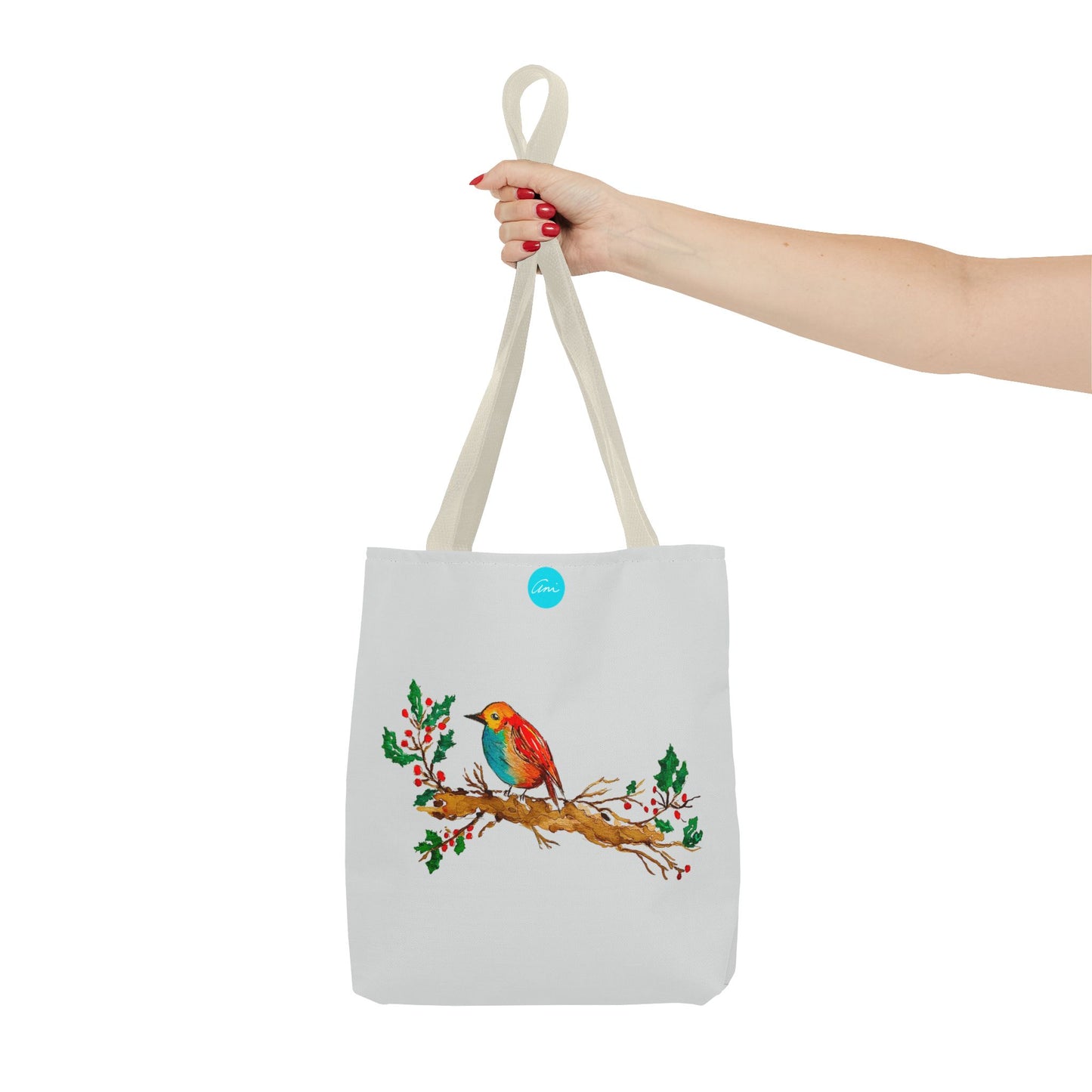 Bright Bird on a Branch Light Grey Tote Bag