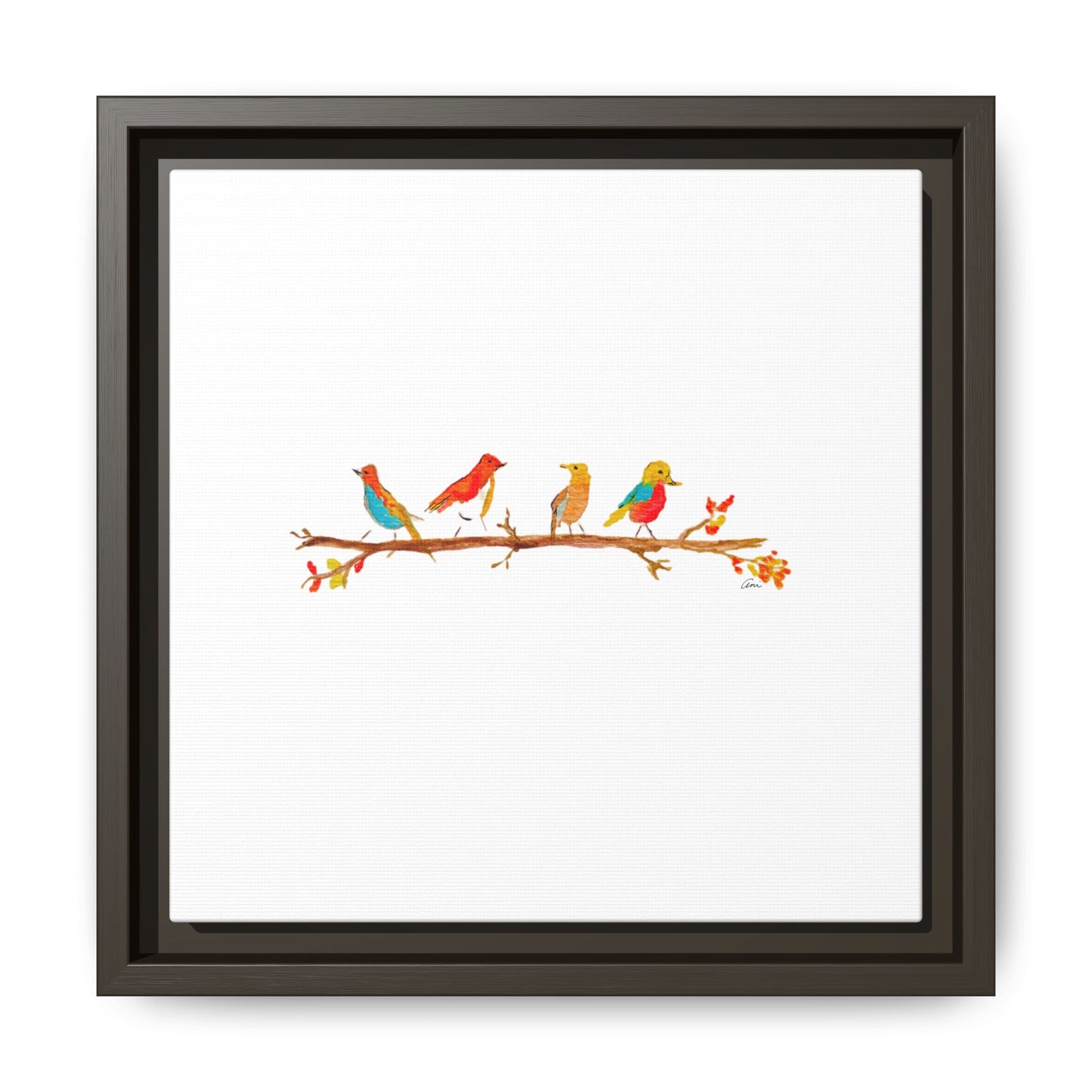 Birds on a Branch Gallery Canvas Print with Frame