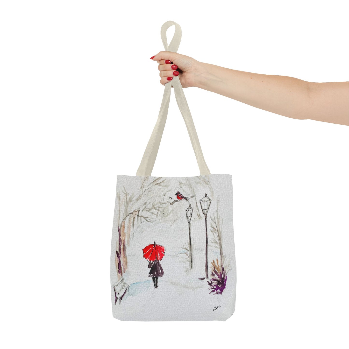 The Red Umbrella Ivory Tote Bag