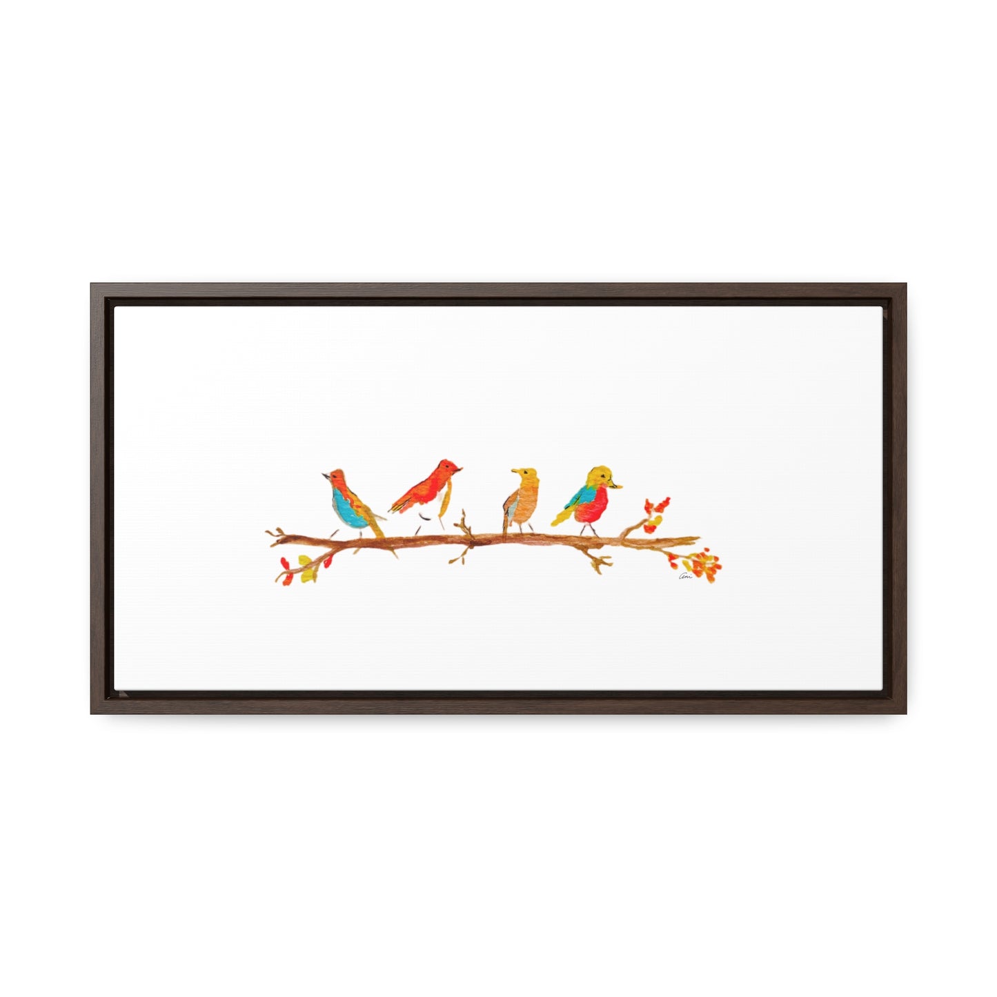 Birds on a Branch Gallery Canvas Wrap with Horizontal Frame