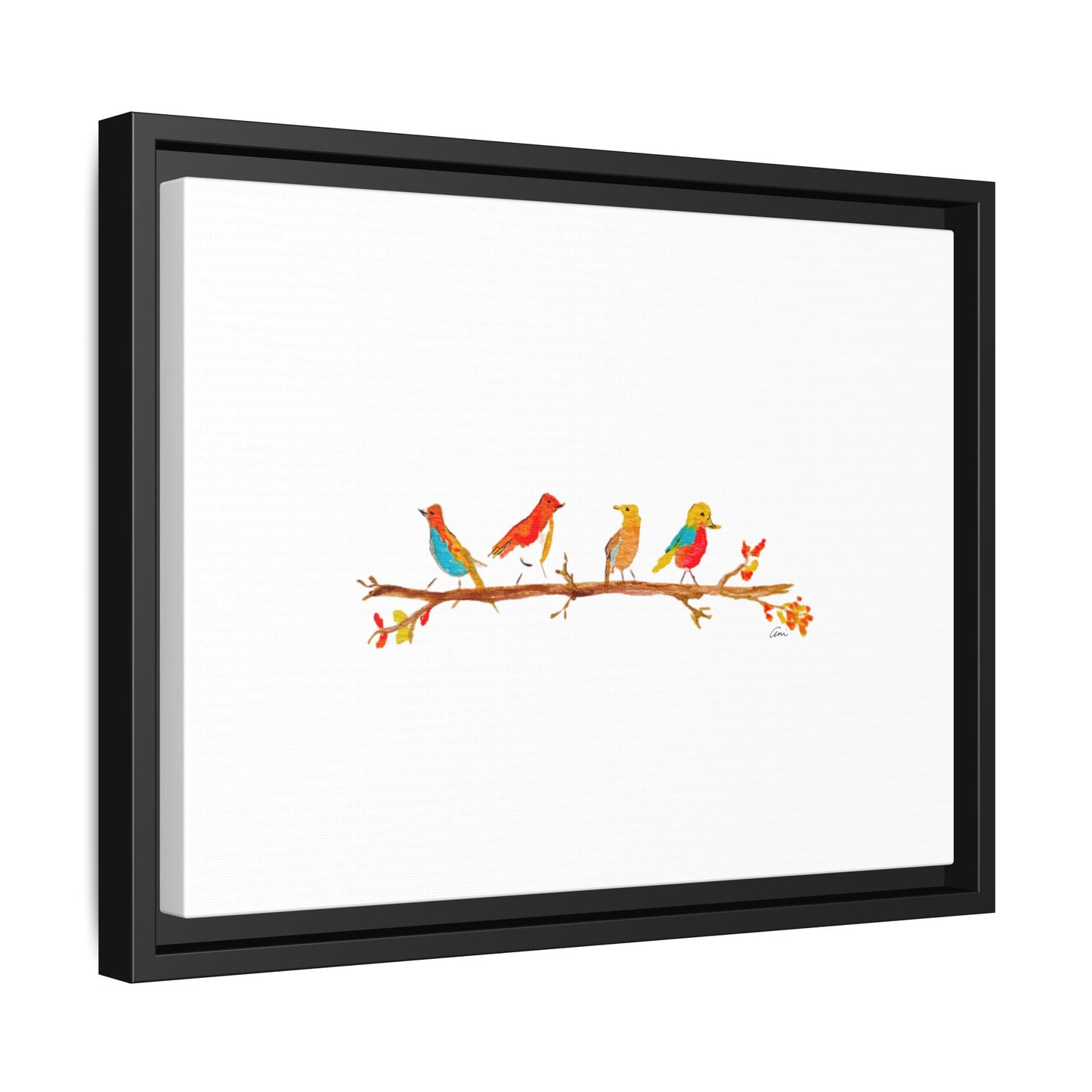 Birds on a Branch Gallery Canvas Print with Frame