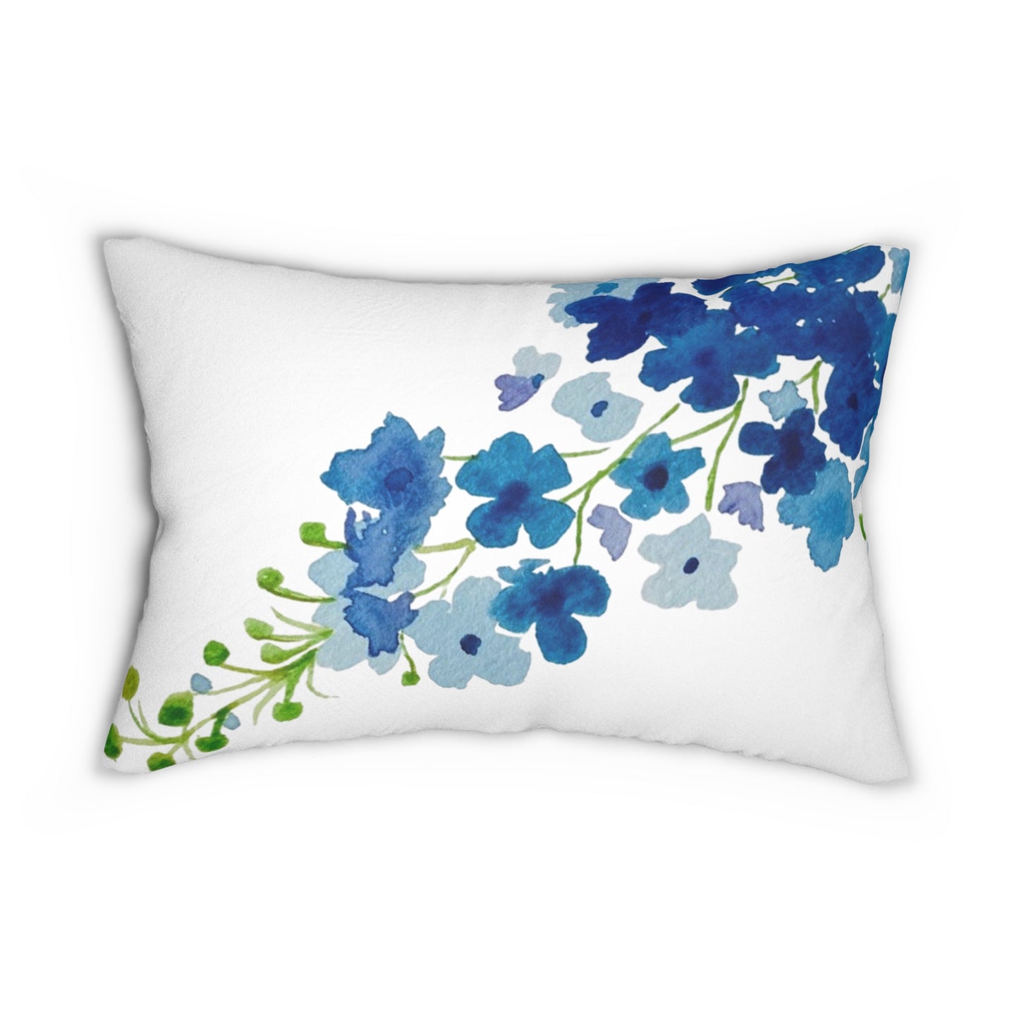 Blue Flowers Large Print Spun Polyester Lumbar Pillow