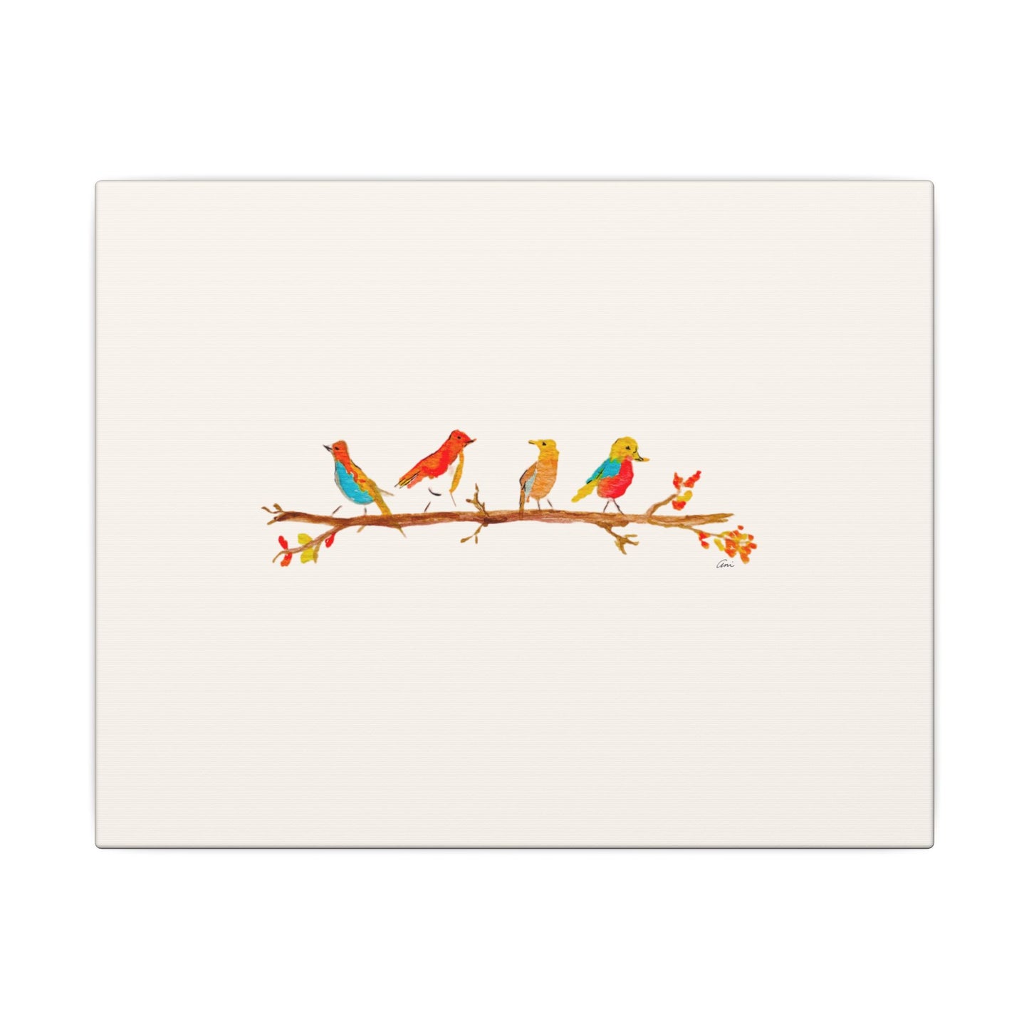 Birds on a Branch Matte Canvas Print