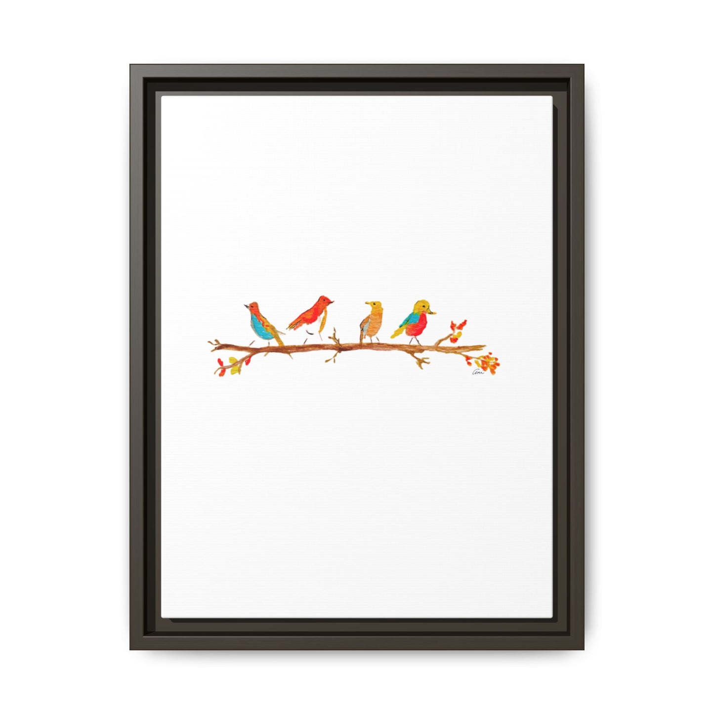 Birds on a Branch Gallery Canvas Print with Frame