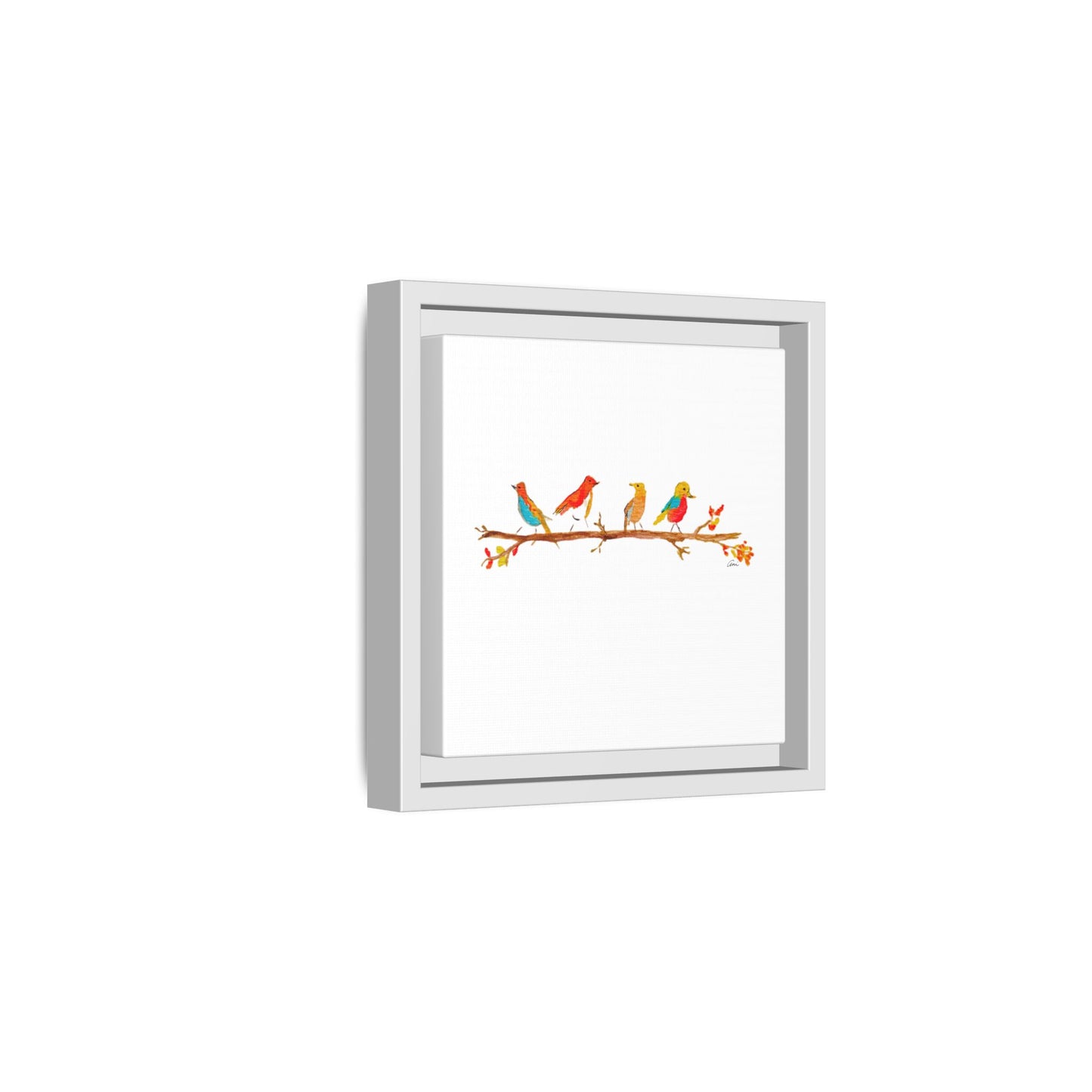 Birds on a Branch Gallery Canvas Print with Frame