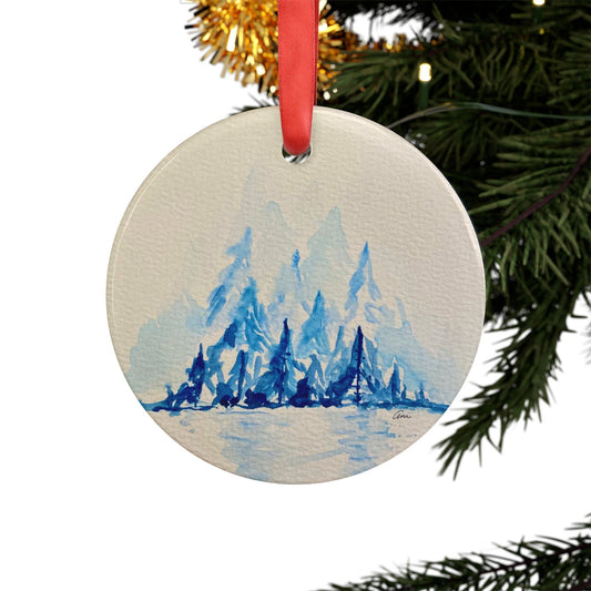 Winter Horizon Acrylic Ornament with Ribbon