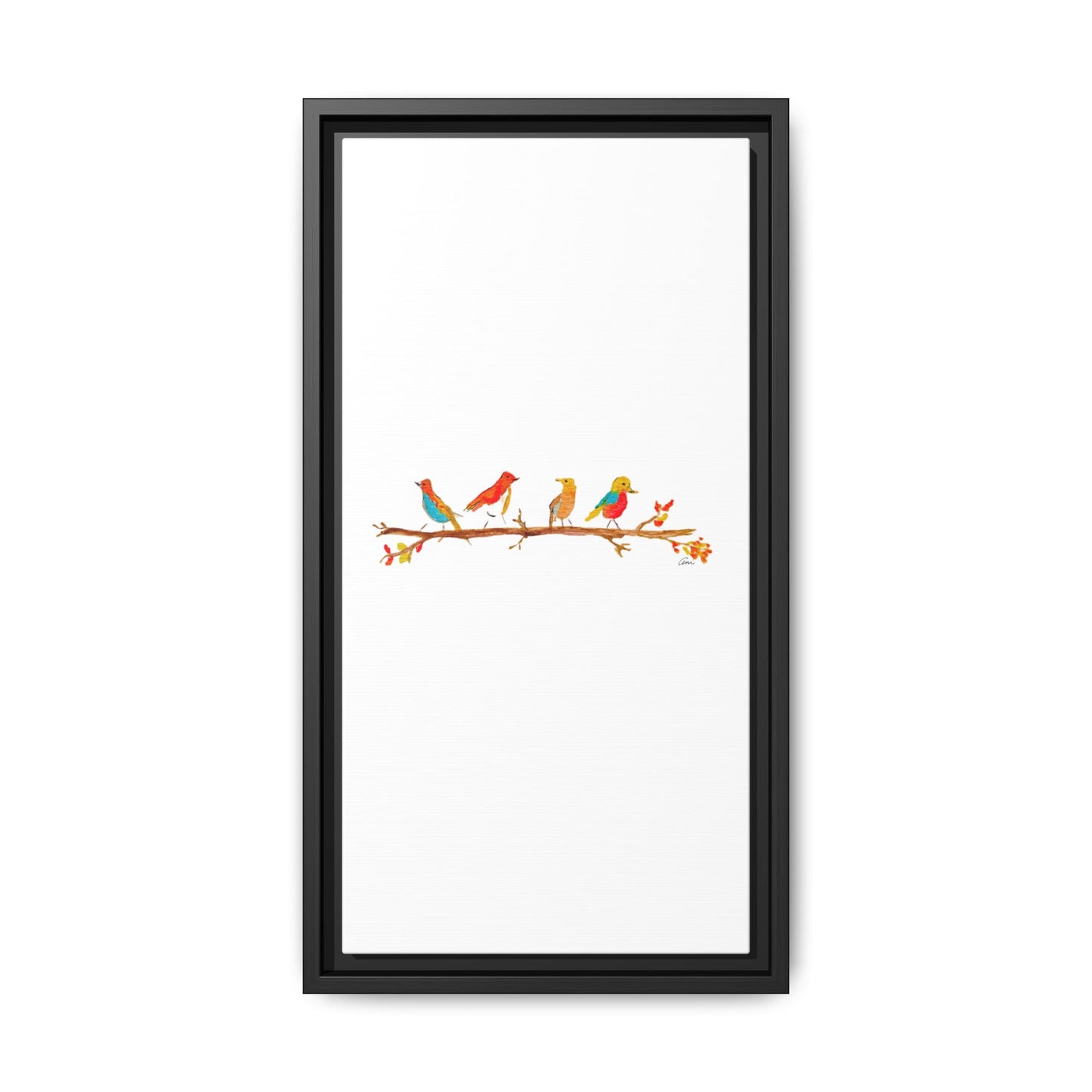 Birds on a Branch Gallery Canvas Print with Frame