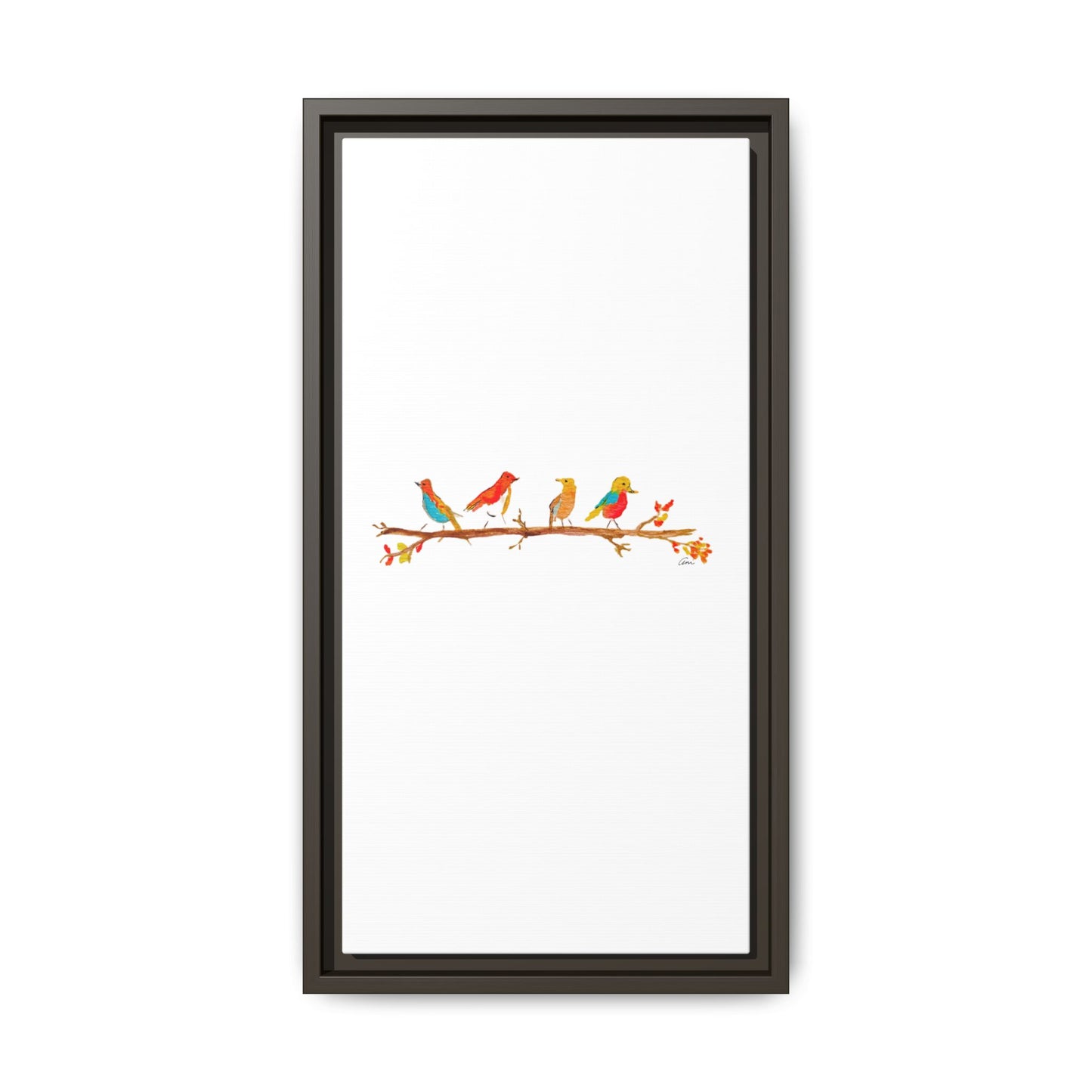 Birds on a Branch Gallery Canvas Print with Frame