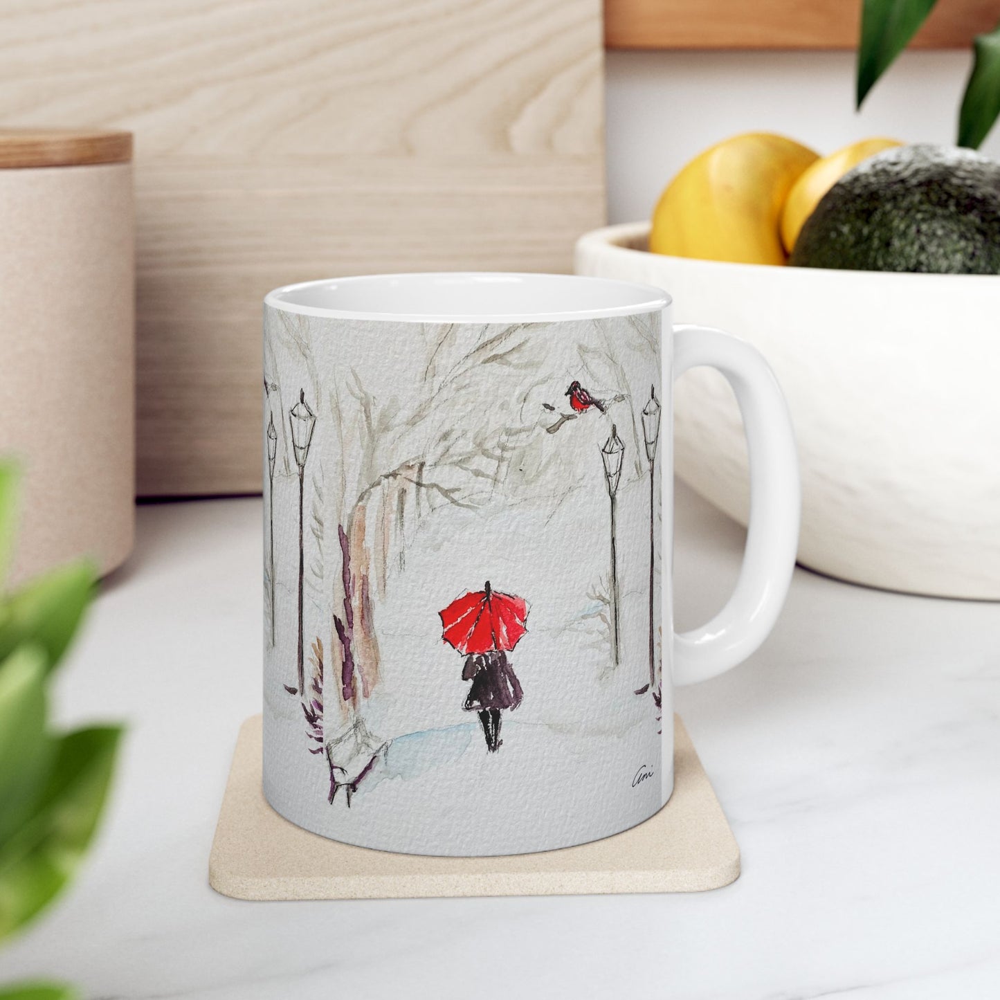 The Red Umbrella Ceramic Mug