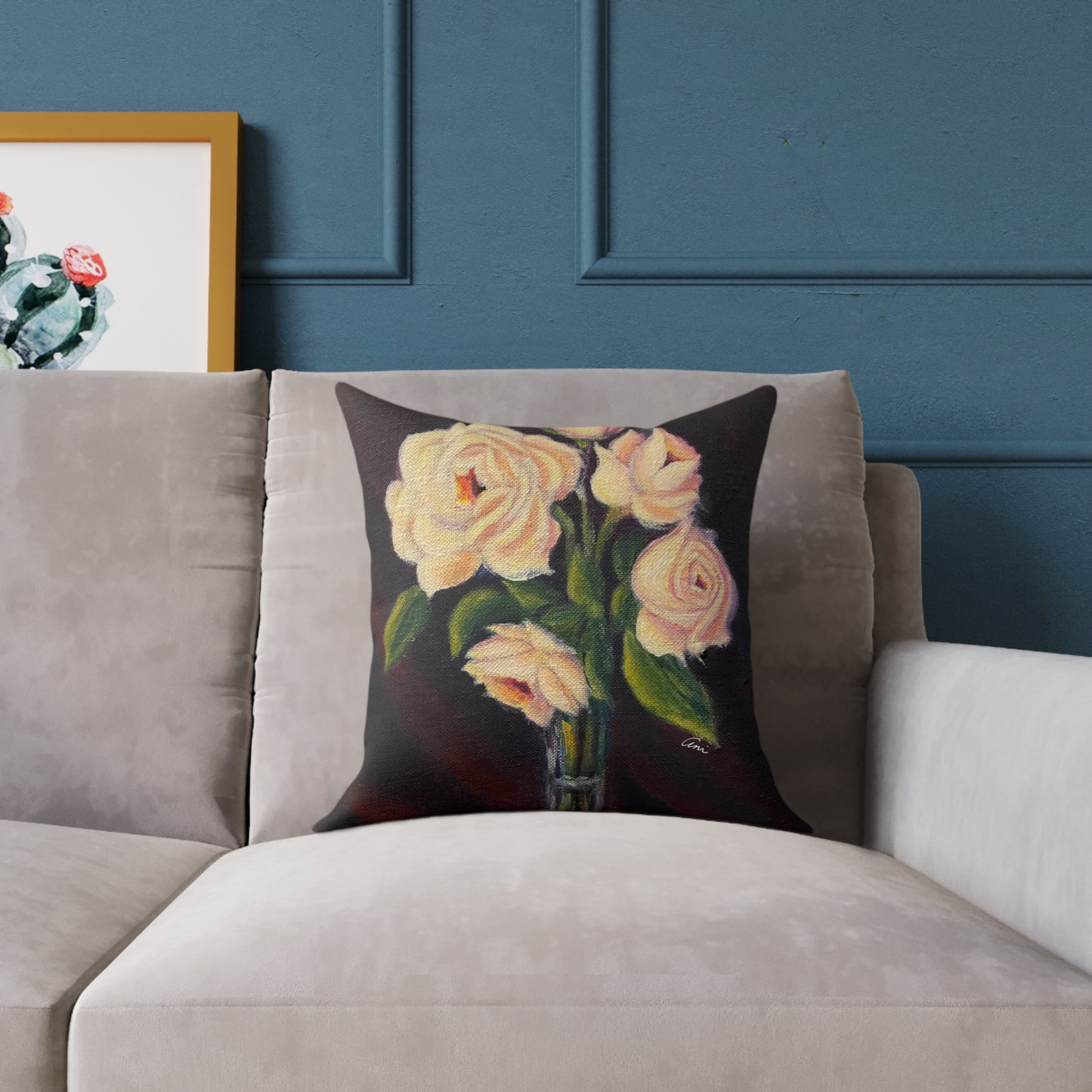 Five Roses Poly Canvas Pillow