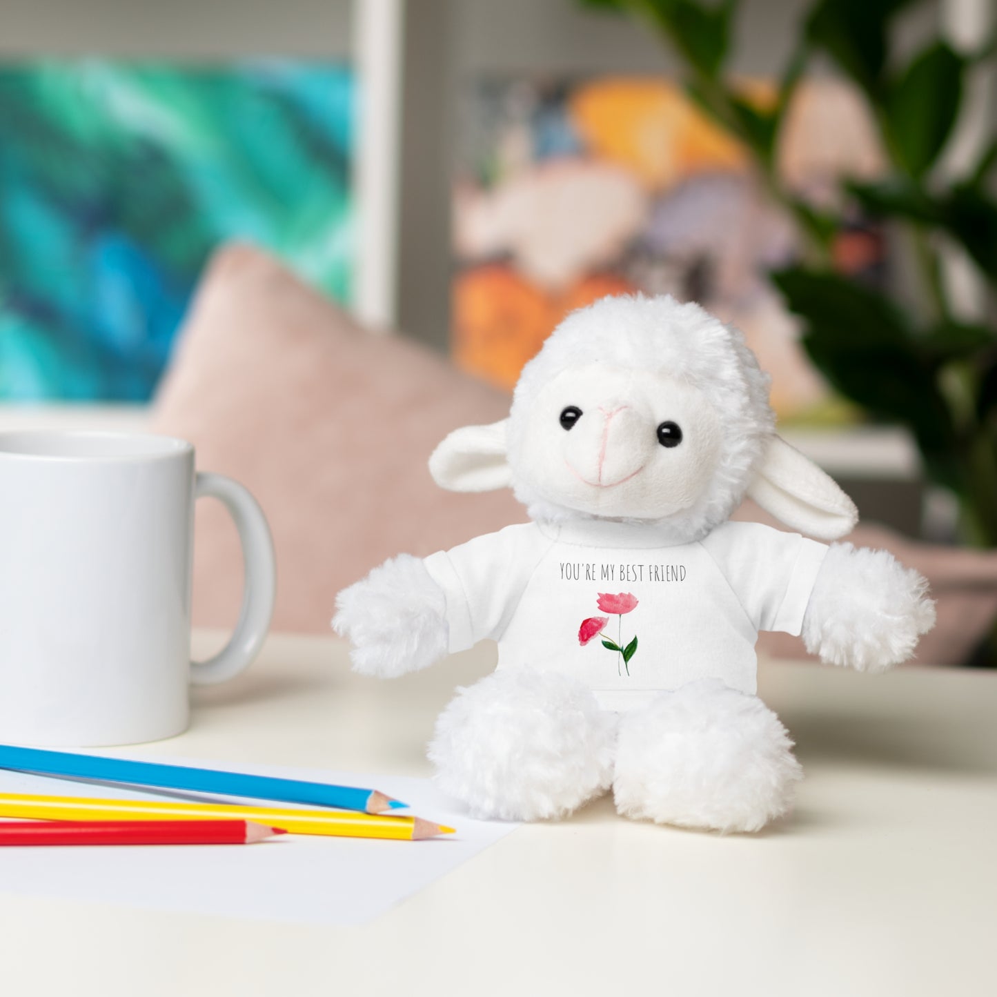 Stuffed Animals with Two Pink Flowers Tee