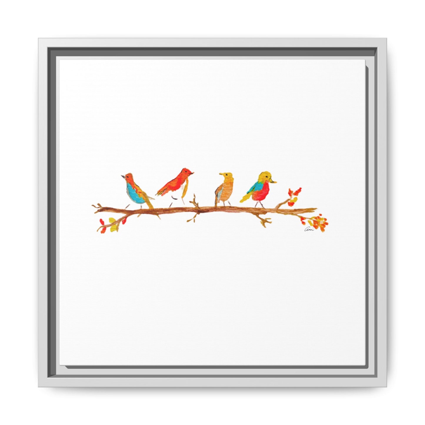 Birds on a Branch Gallery Canvas Print with Frame
