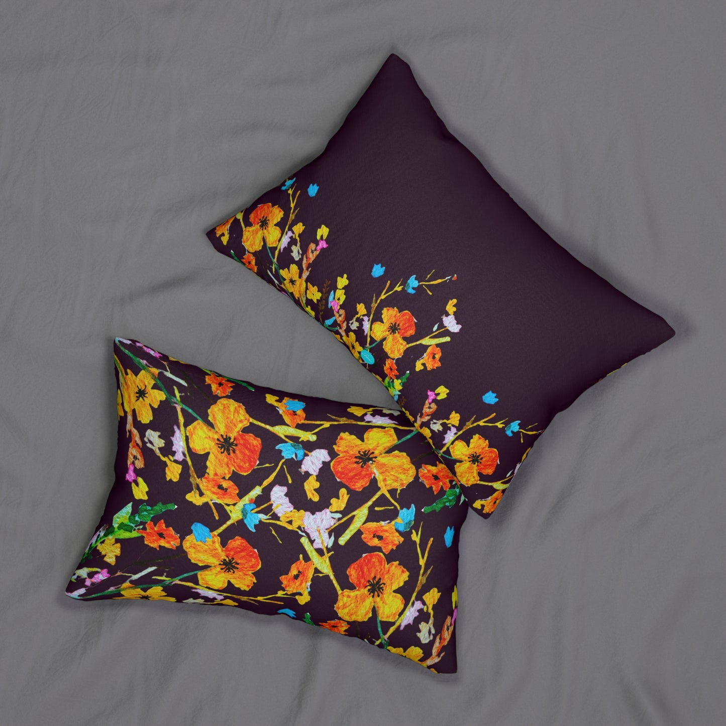 Fall Bouquet Dark Brown Lumbar Pillow