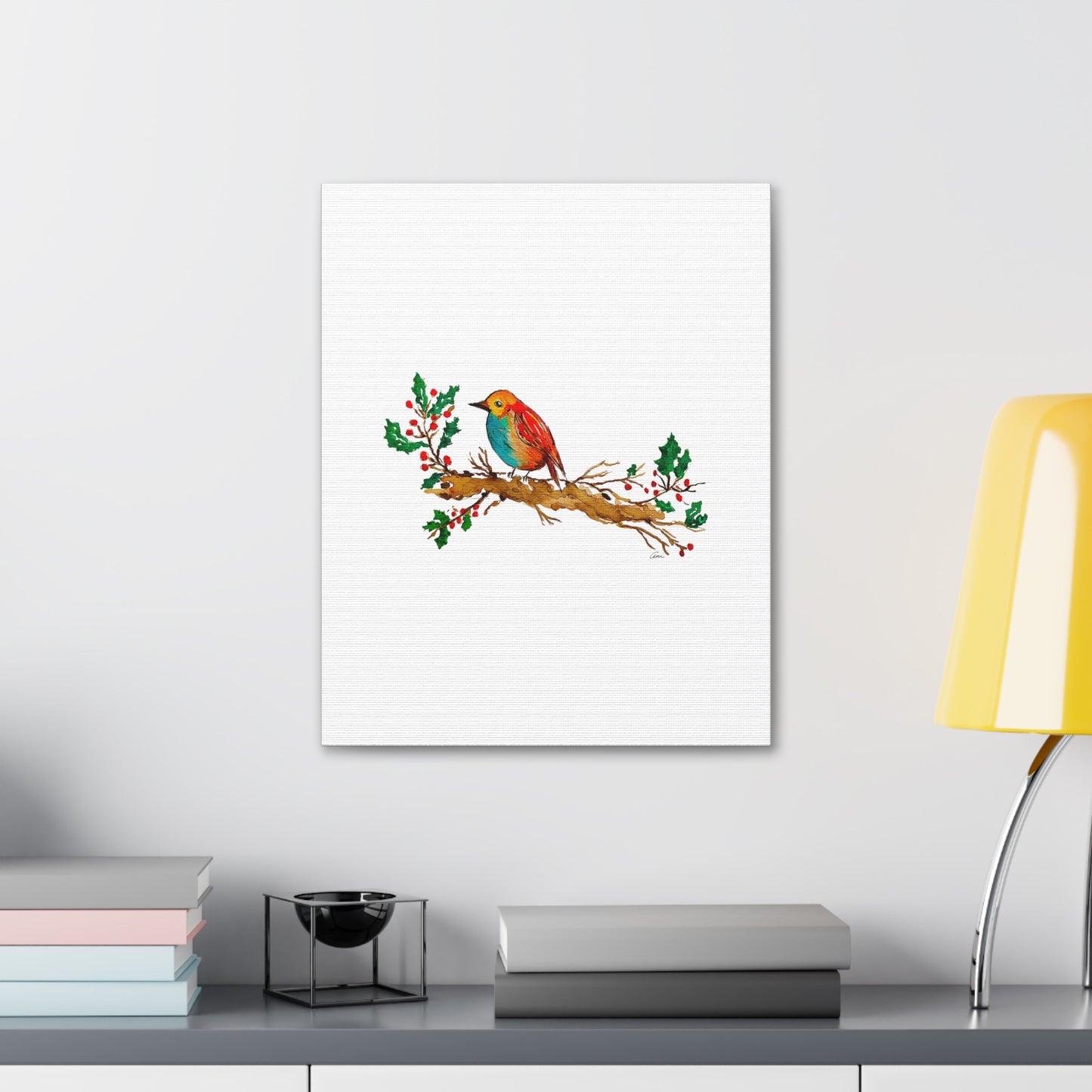 Bright Bird on a Branch Canvas Print