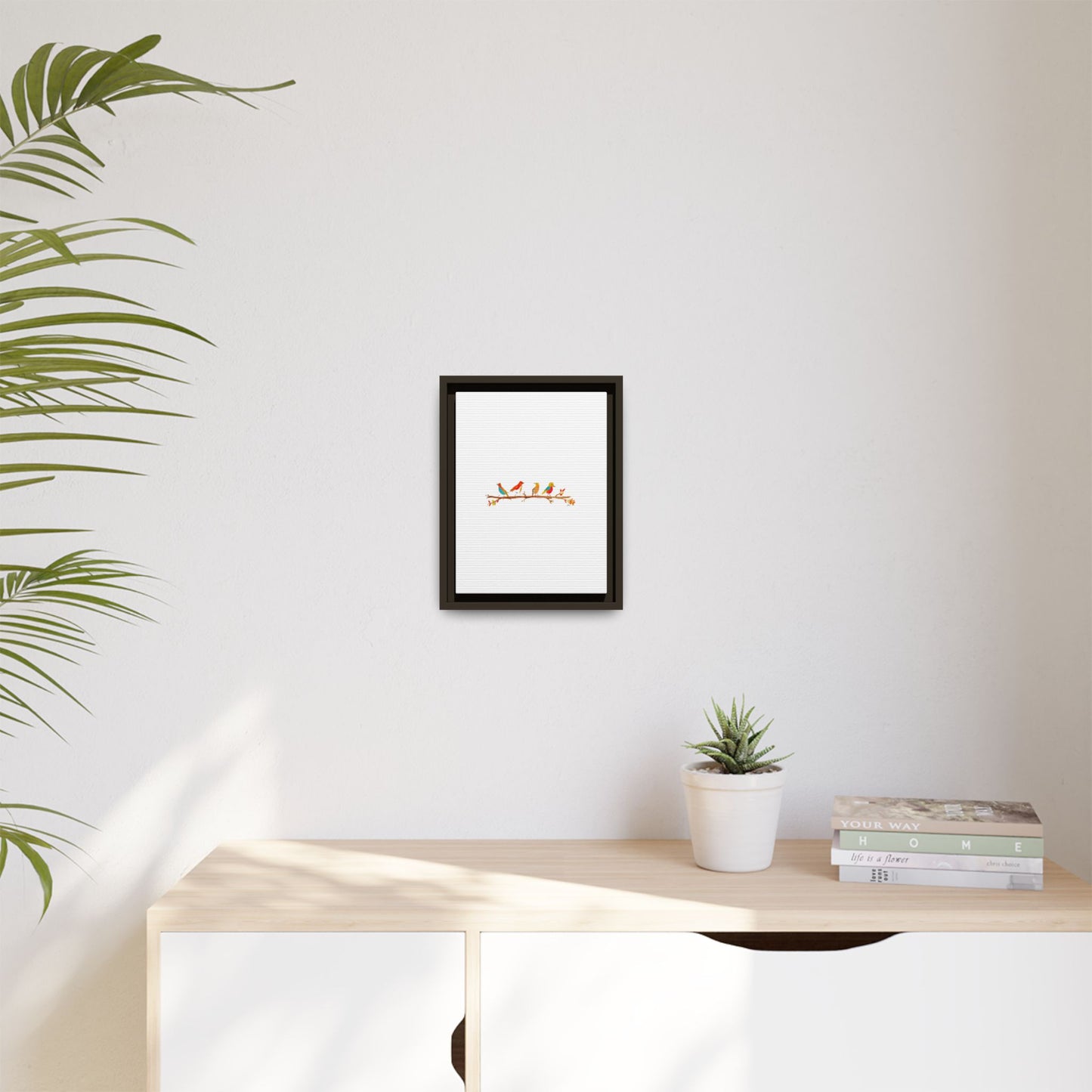 Birds on a Branch Gallery Canvas Print with Frame