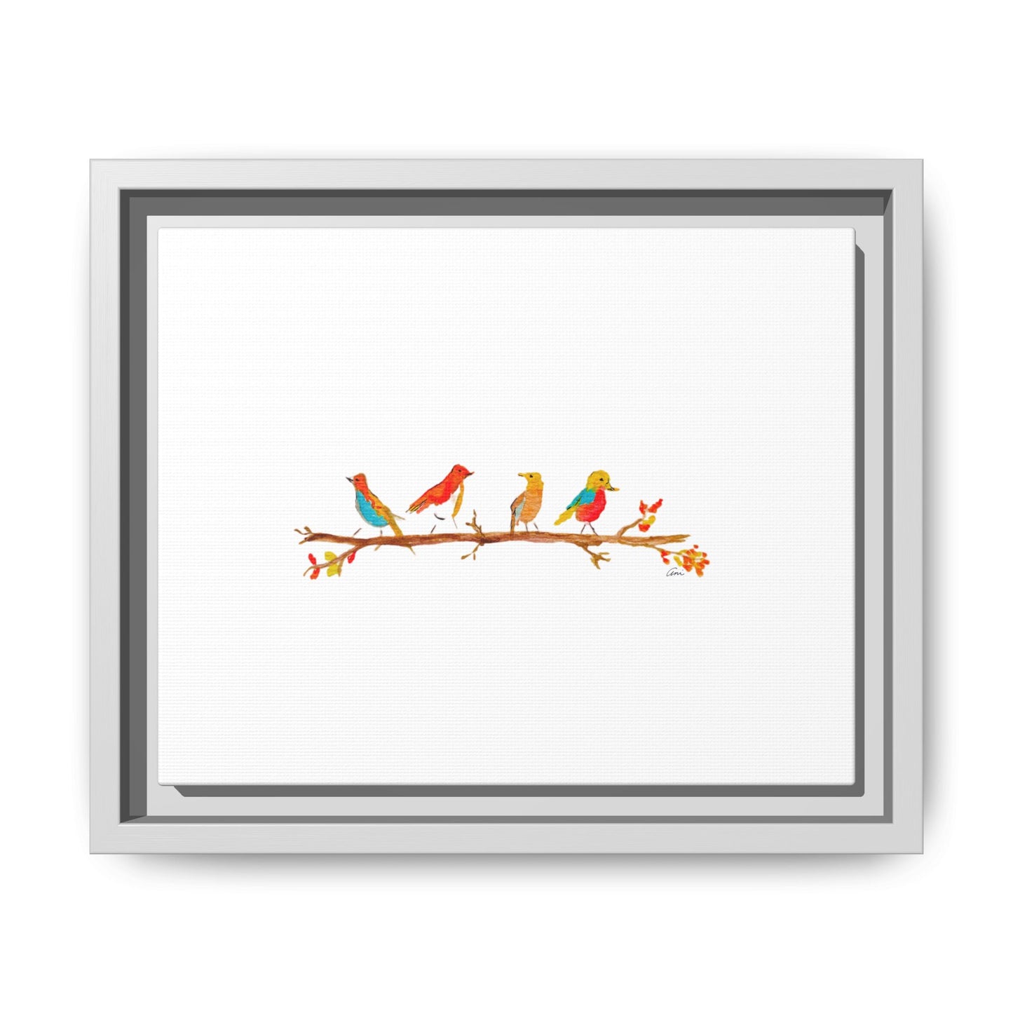 Birds on a Branch Gallery Canvas Print with Frame