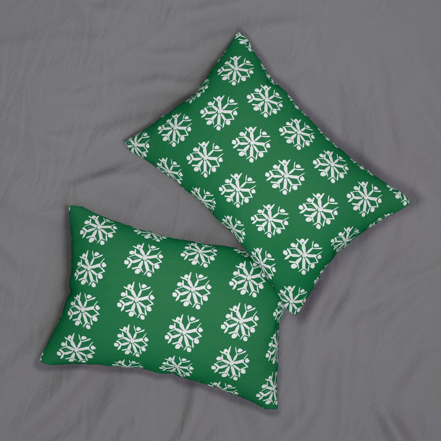 Snowflake Green Lumbar Pillow