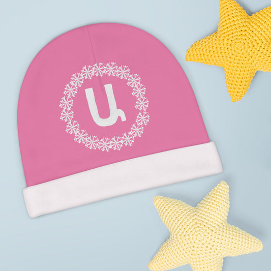 Customizable Armenian Letter Snowflake Pink Baby Beanie