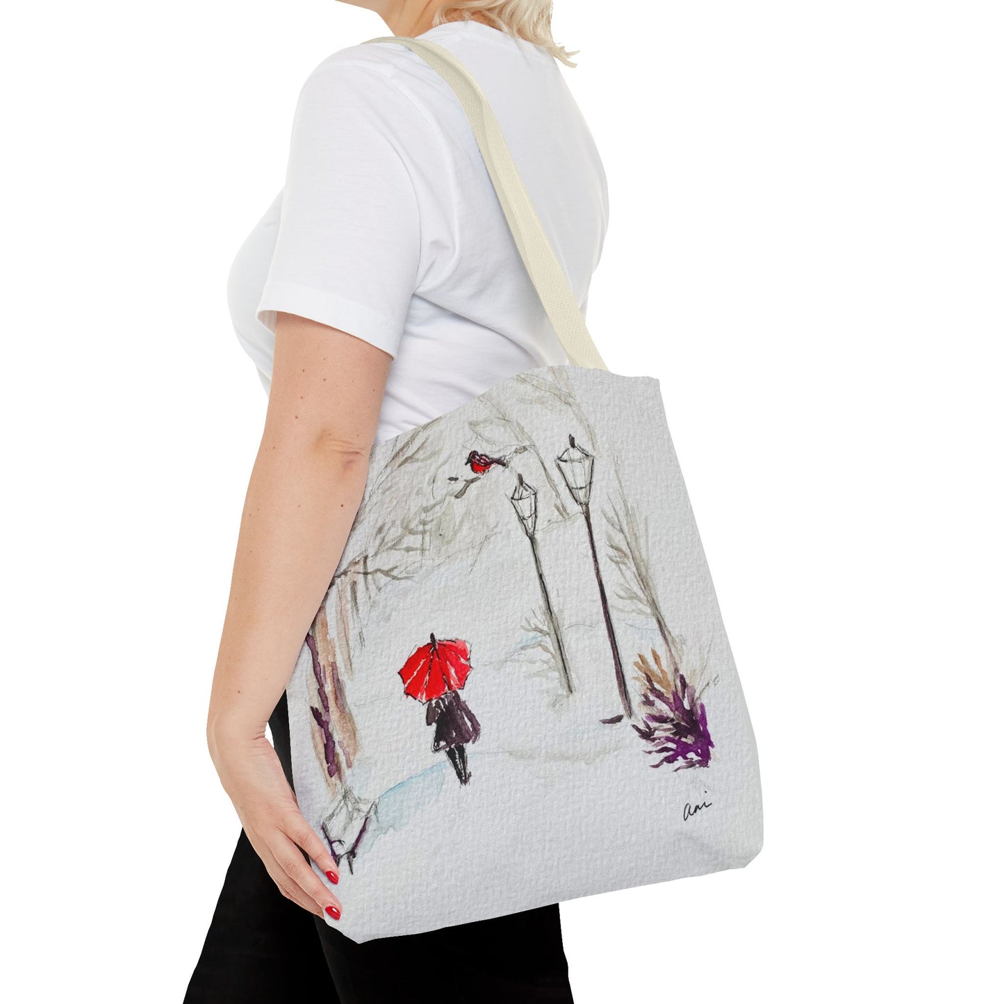 The Red Umbrella Ivory Tote Bag