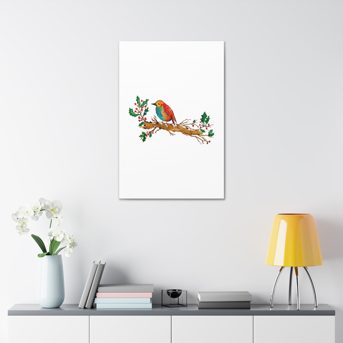 Bright Bird on a Branch Canvas Print