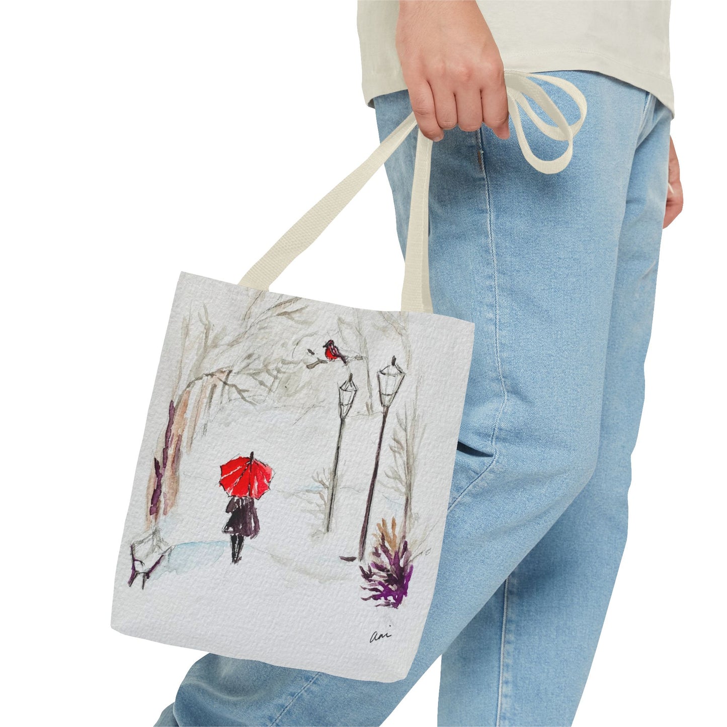 The Red Umbrella Ivory Tote Bag