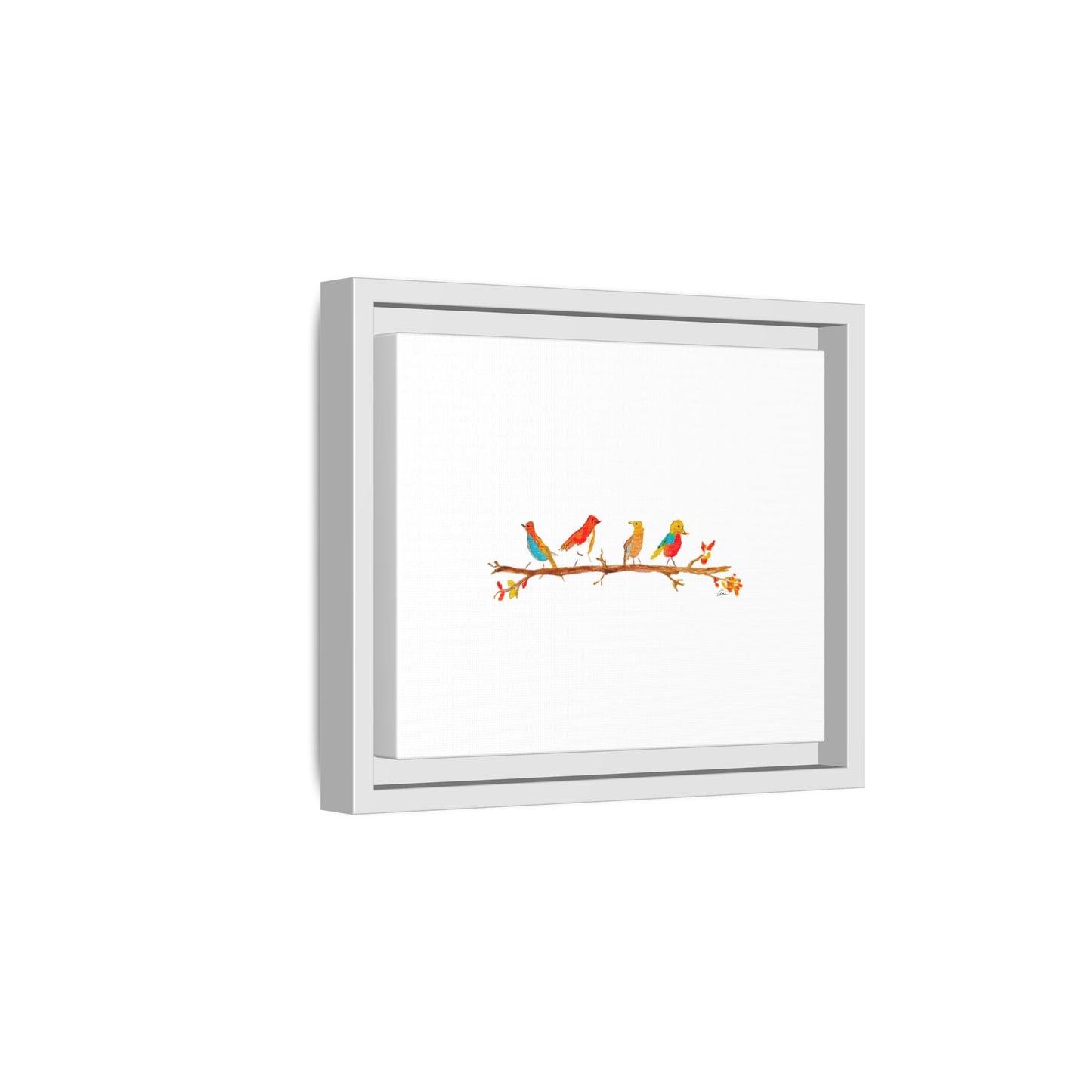 Birds on a Branch Gallery Canvas Print with Frame