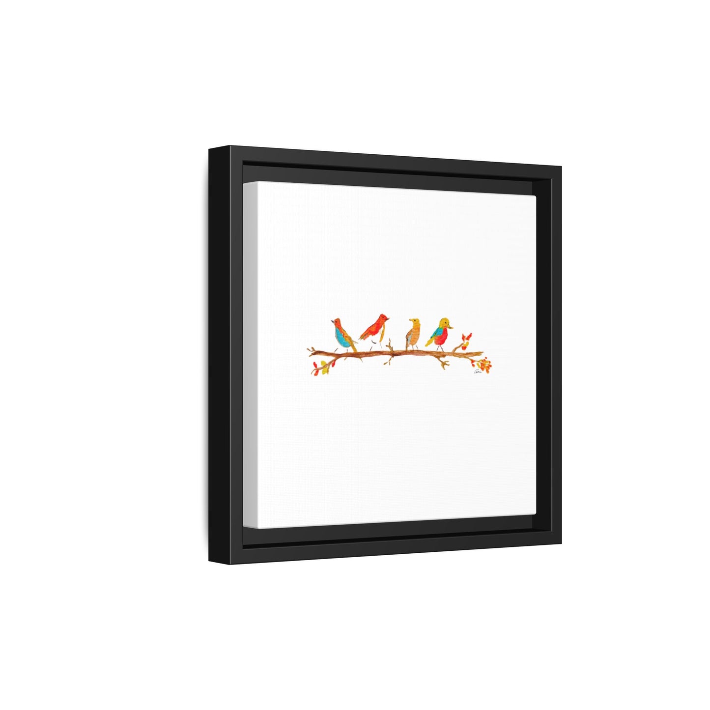 Birds on a Branch Gallery Canvas Print with Frame