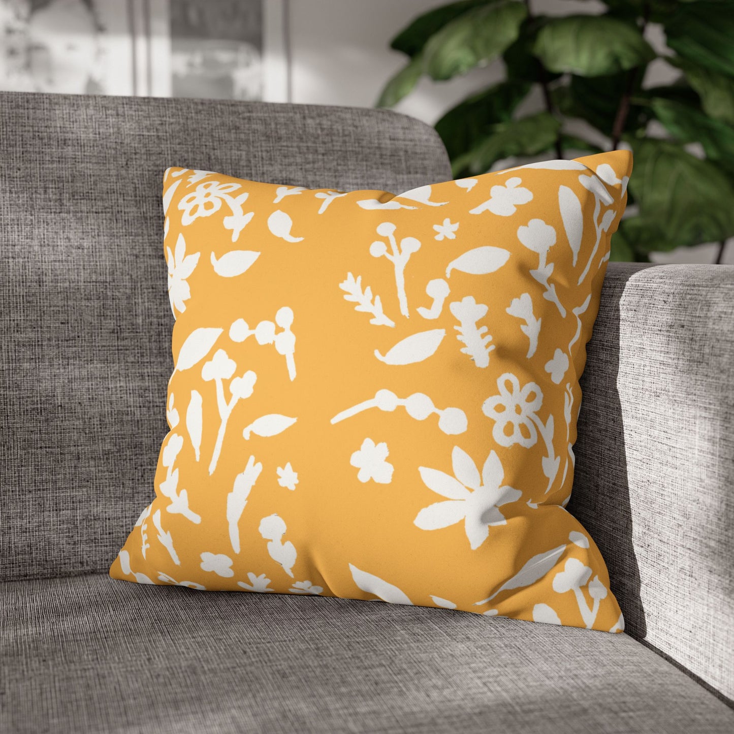 Bumblebee Fall Foliage Faux Suede Square Pillowcase