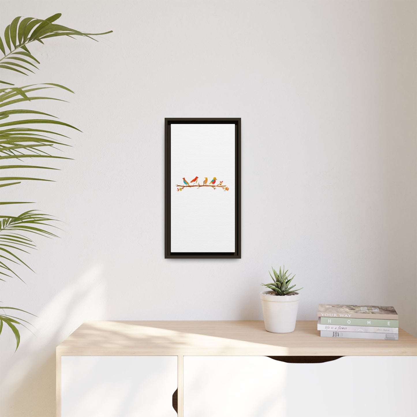 Birds on a Branch Gallery Canvas Print with Frame