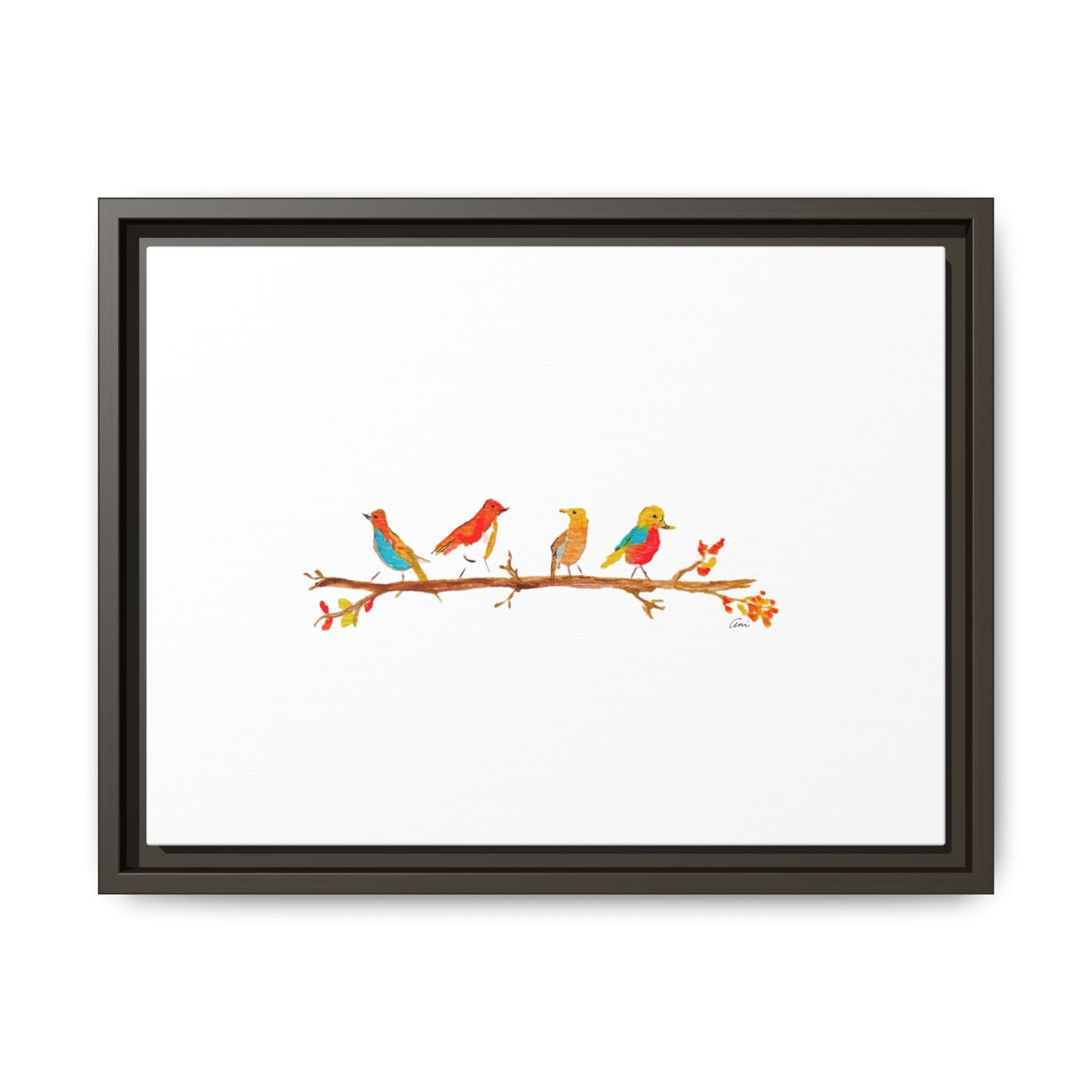 Birds on a Branch Gallery Canvas Print with Frame
