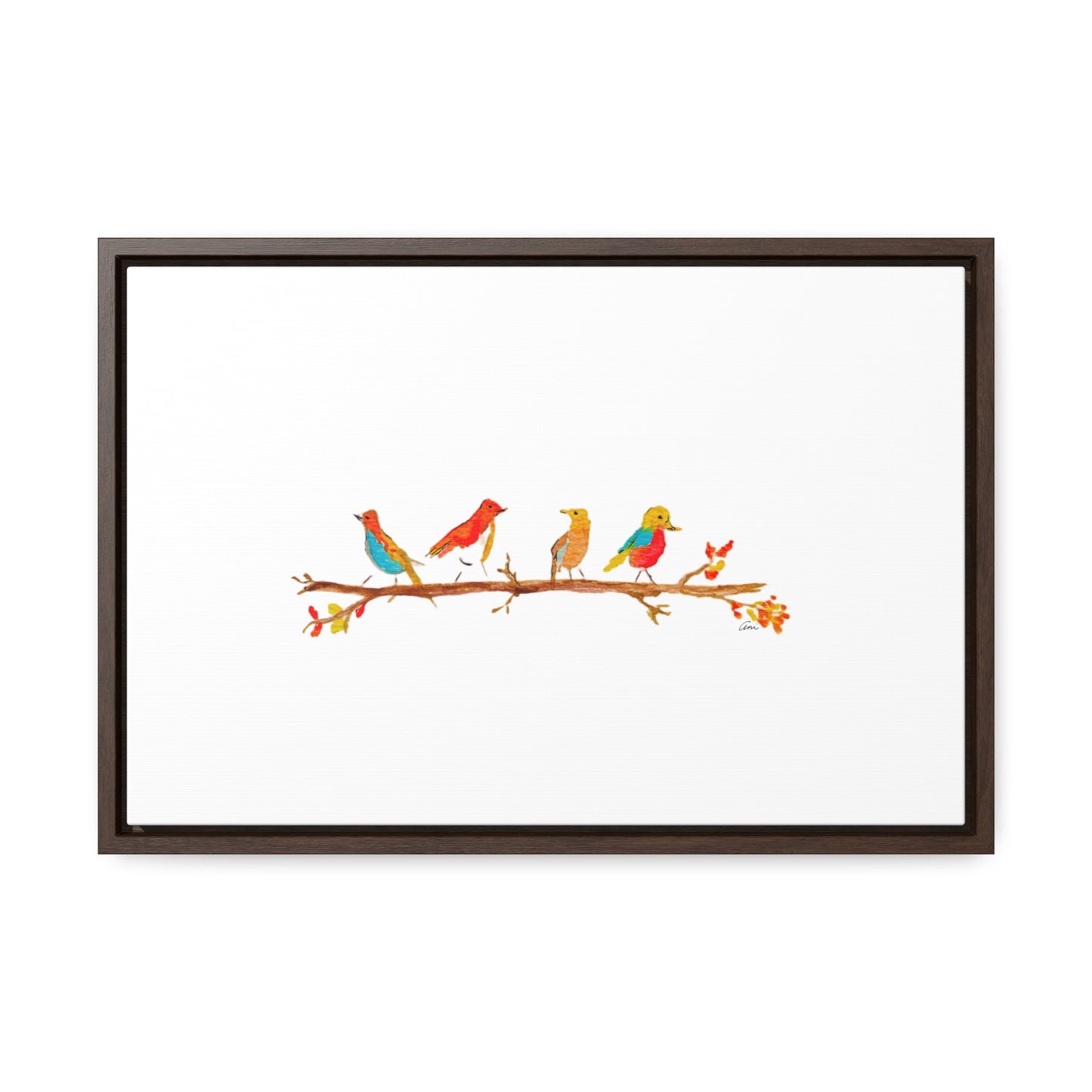 Birds on a Branch Gallery Canvas Wrap with Horizontal Frame